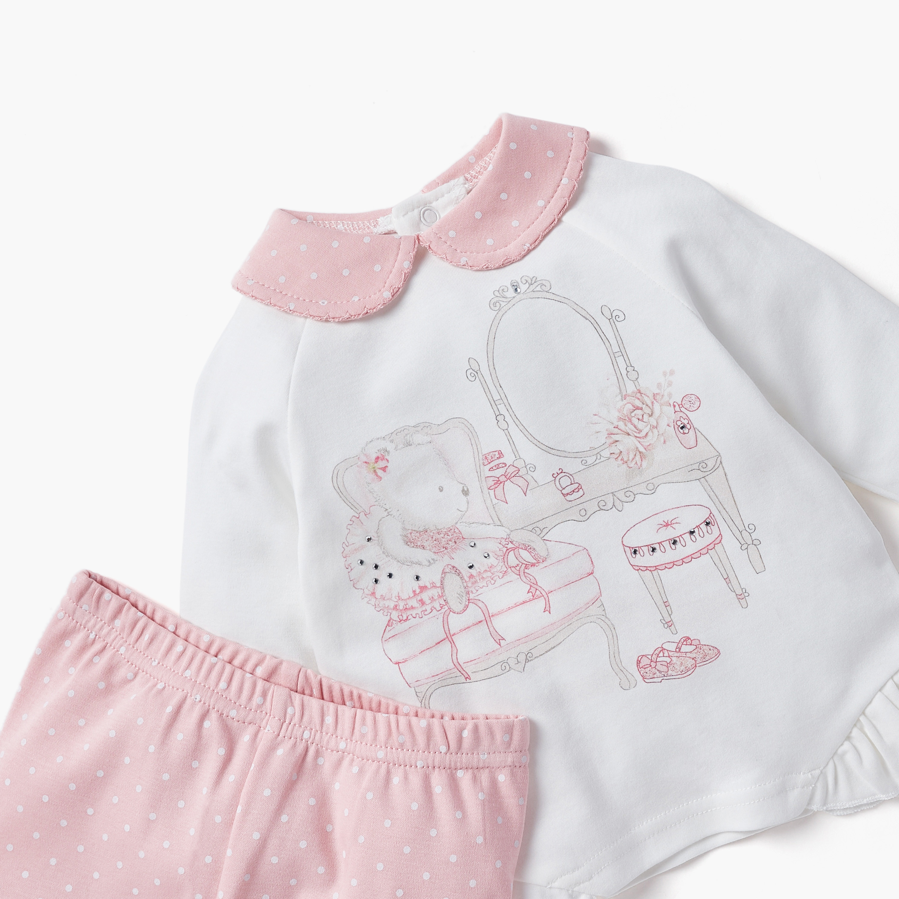 Giggles Bear Print Top and Pyjama Set-baby-girls-clothing-nightwear-pyjamasets-image-4