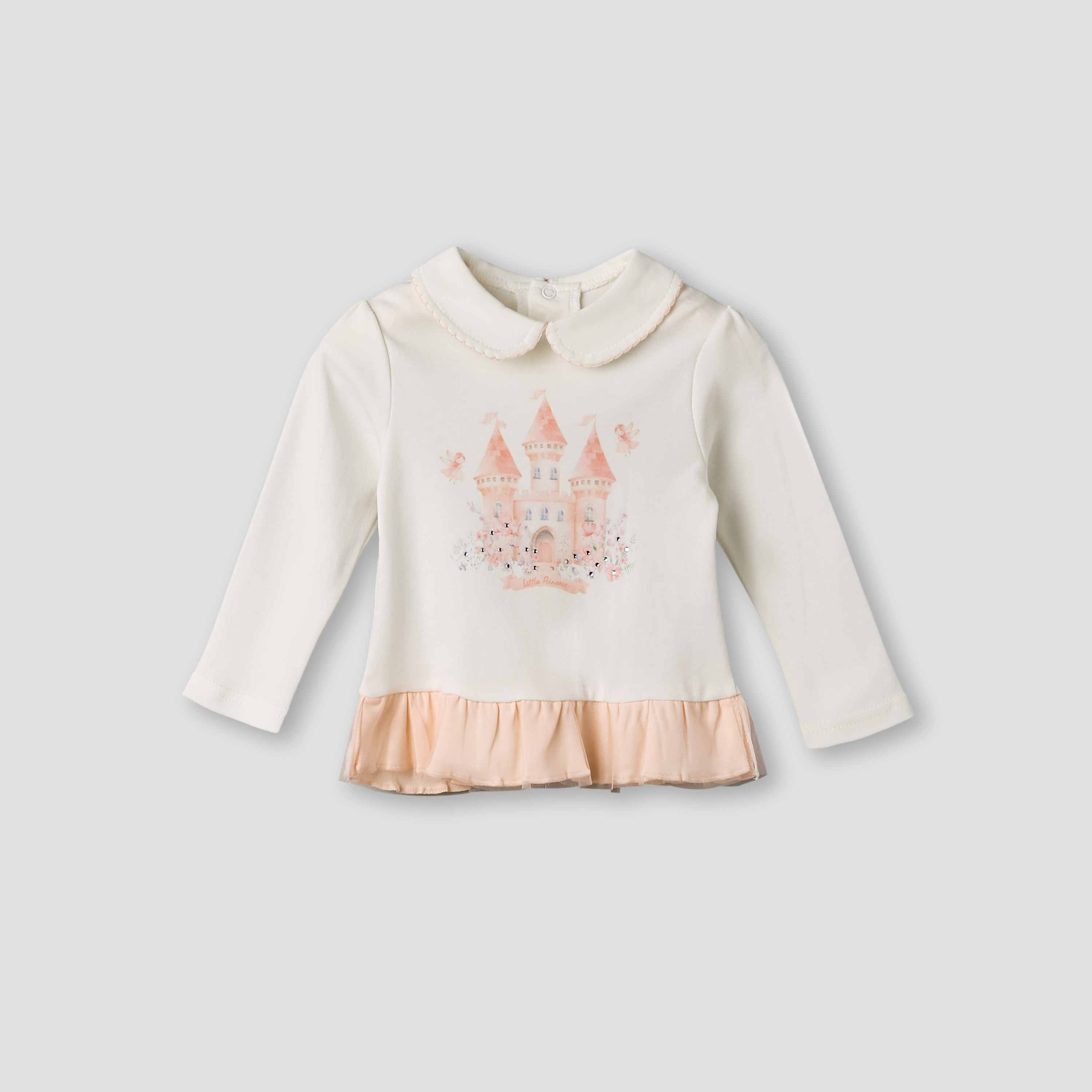 Giggles Cotton Peter Pan Collar Long Sleeve Pyjama Set with Castle Print-baby-girls-clothing-nightwear-pyjamasets-image-3