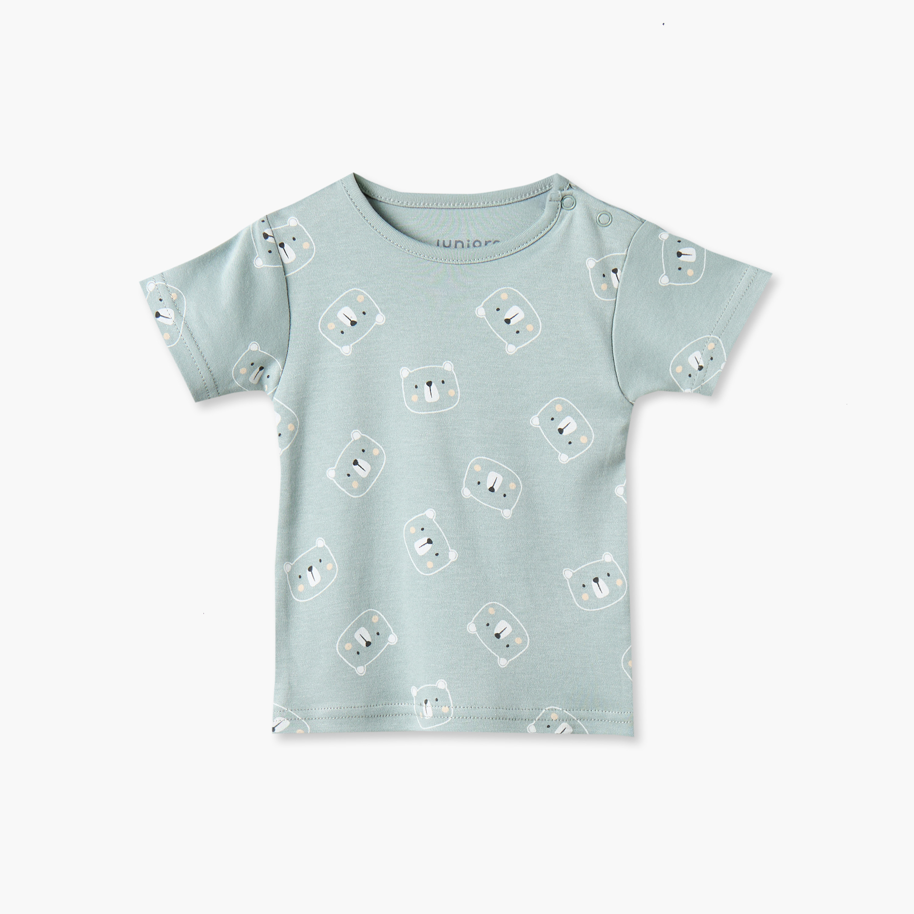 طقم تيشيرت قطن بياقة ضيقة وأكمام قصيرة وشورت بطبعات دب من جونيورز-baby-boys-clothing-nightwear-pyjamasets-image-3