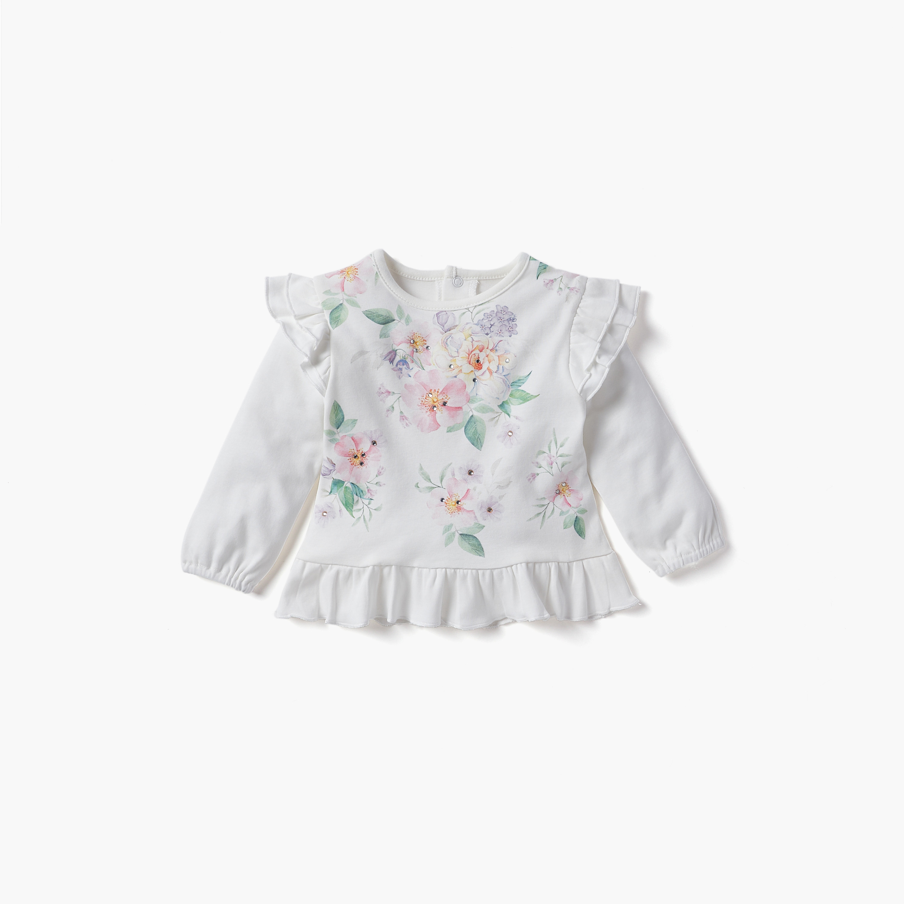 Giggles Flower Print Top and Pyjama Set-baby-girls-clothing-nightwear-pyjamasets-image-2