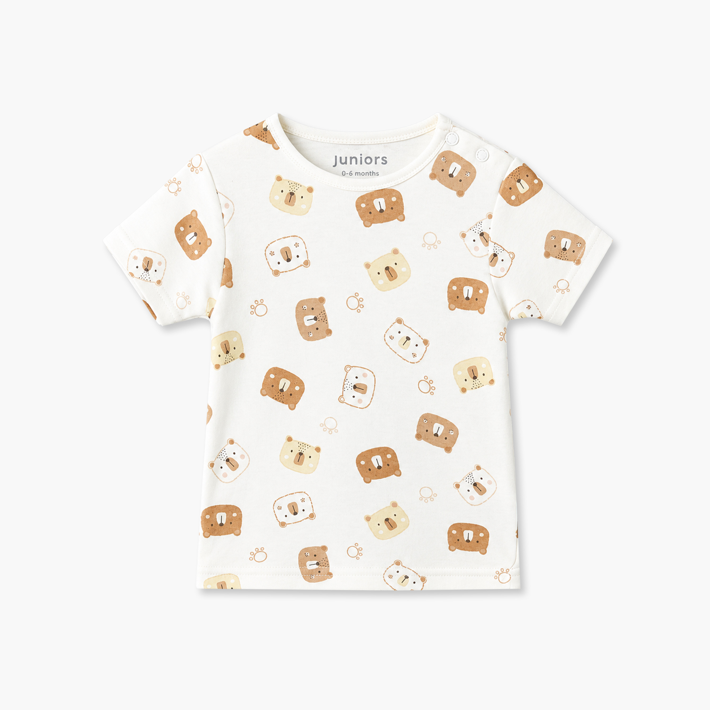 طقم تيشيرت قطن بياقة ضيقة وأكمام قصيرة وشورت بطبعات دب من جونيورز-baby-boys-clothing-nightwear-pyjamasets-image-3
