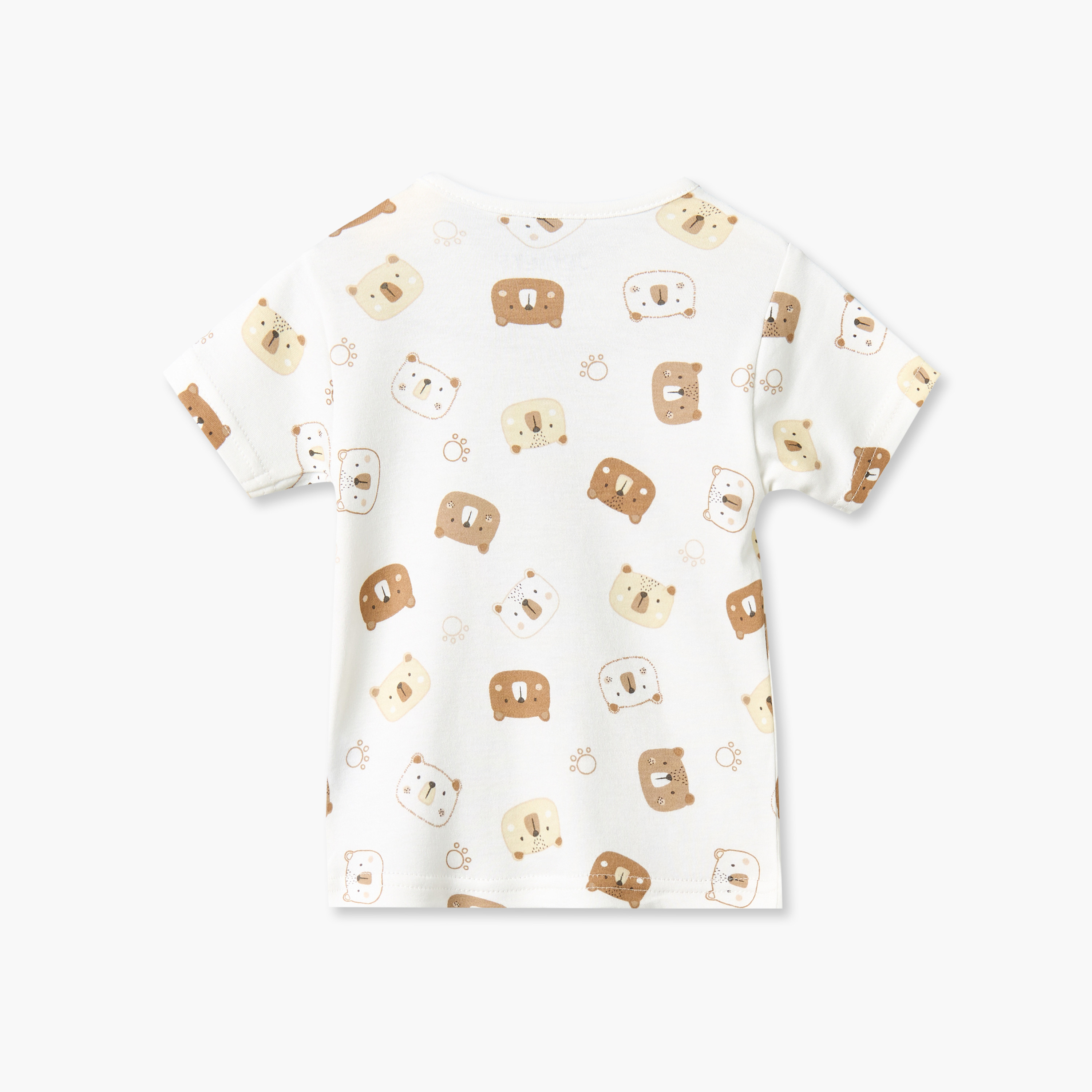 طقم تيشيرت قطن بياقة ضيقة وأكمام قصيرة وشورت بطبعات دب من جونيورز-baby-boys-clothing-nightwear-pyjamasets-image-5