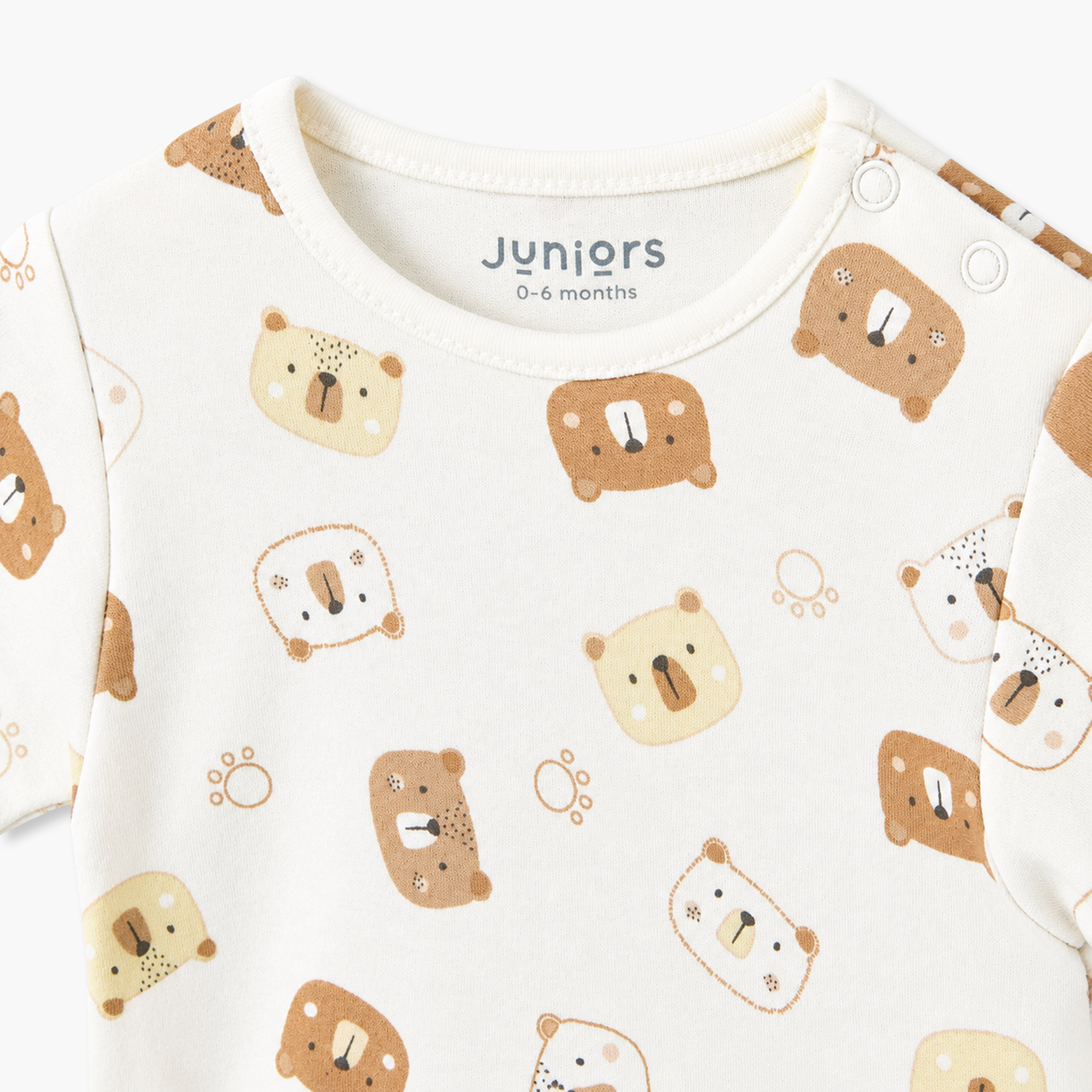 طقم تيشيرت قطن بياقة ضيقة وأكمام قصيرة وشورت بطبعات دب من جونيورز-baby-boys-clothing-nightwear-pyjamasets-image-7