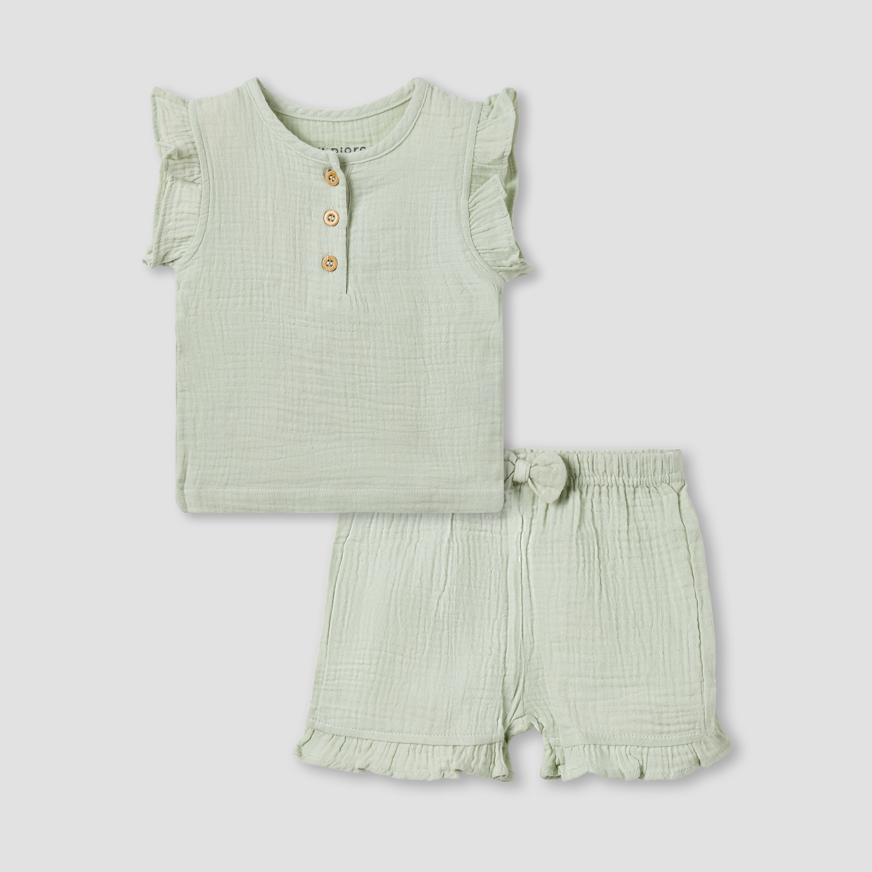 Juniors Cotton Round Neck Cap Sleeves T-shirt and Shorts Set with Ruffles-promo_babyshop_Buy3for99_KSA130126-image-2