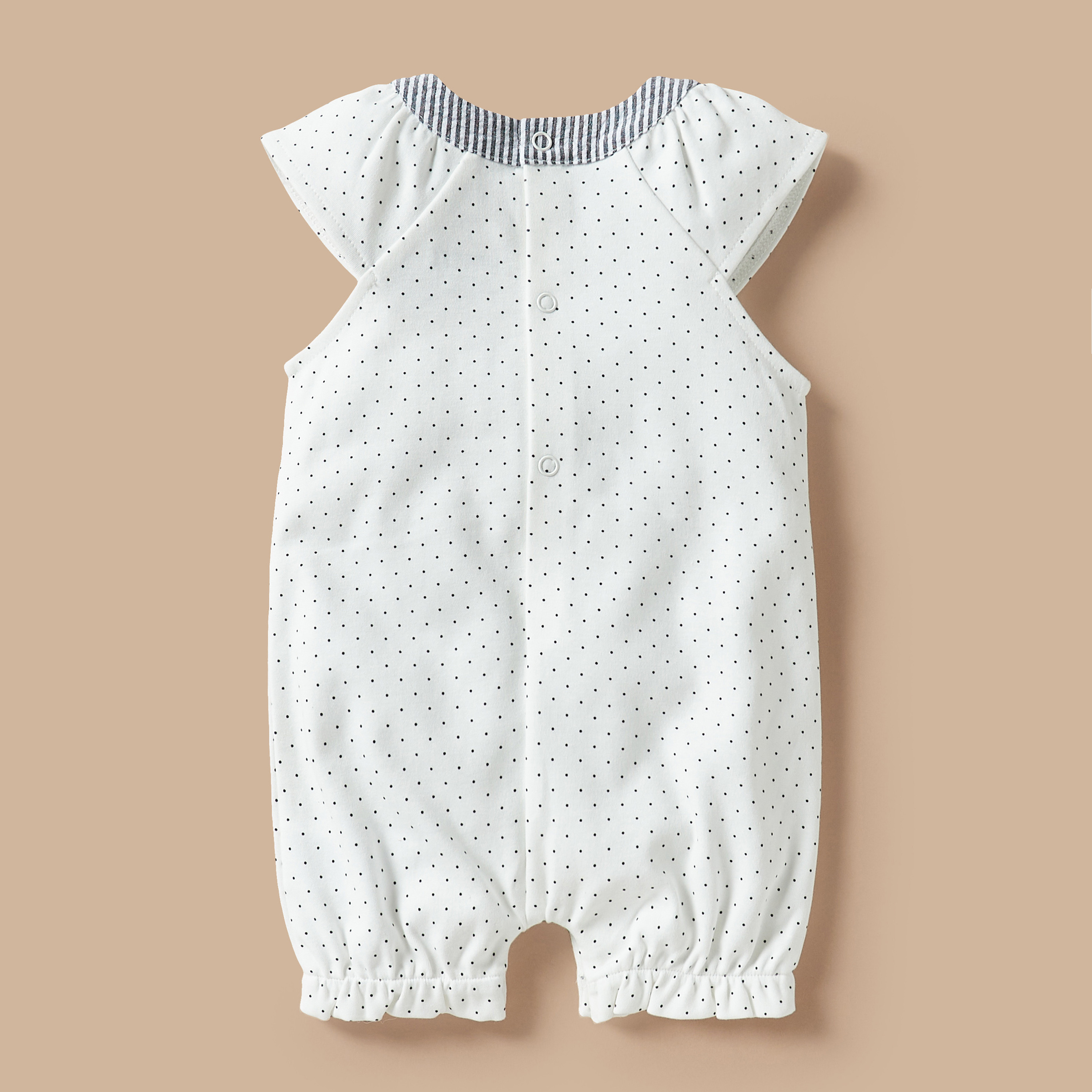 Juniors Bunny Applique Romper with Round Neck and Snap Button Closure-baby-girls-clothing-rompers-image-2