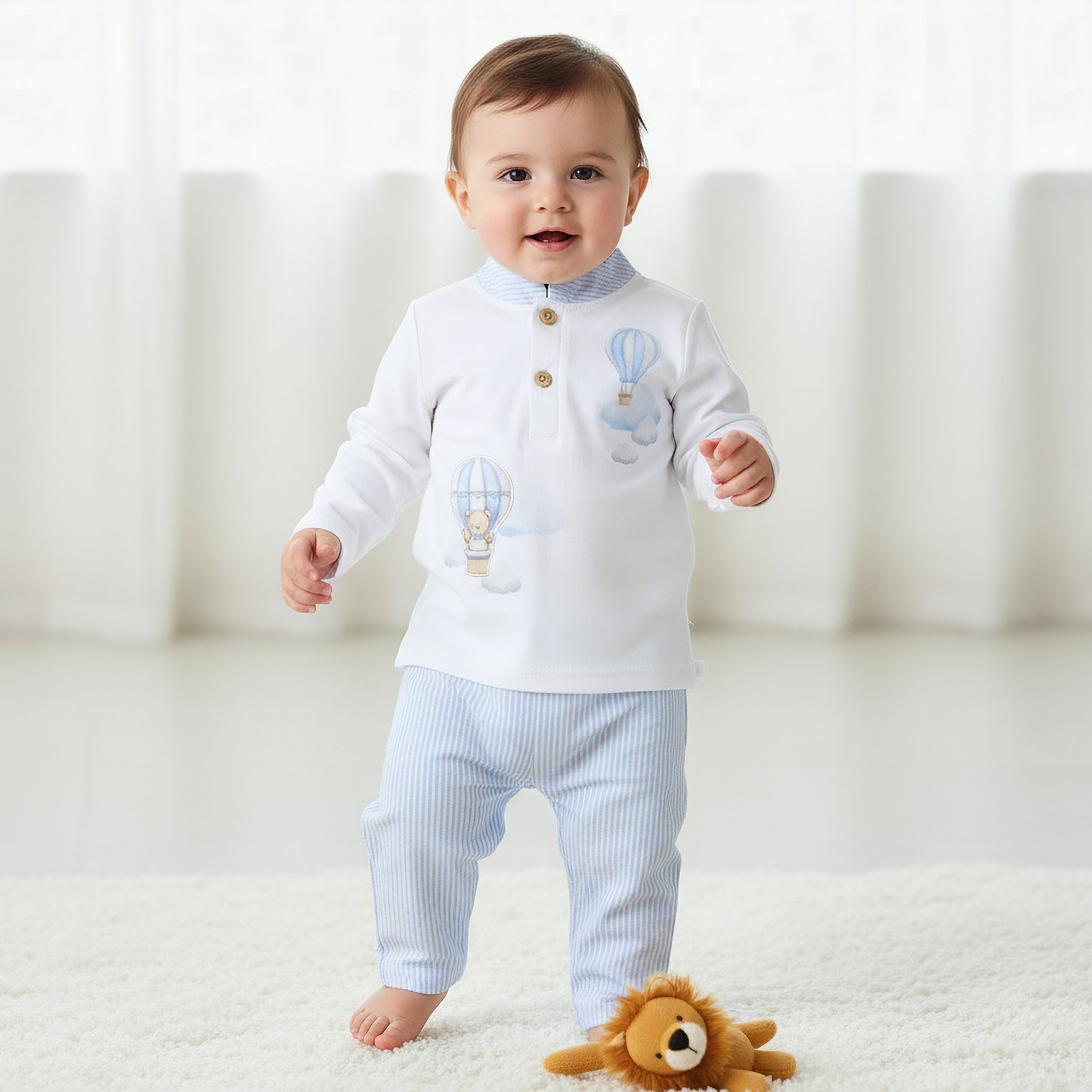 Giggles Cotton Mandarin Collar Long Sleeve Pyjama Set with Print-baby-boys-clothing-nightwear-pyjamasets-image-1