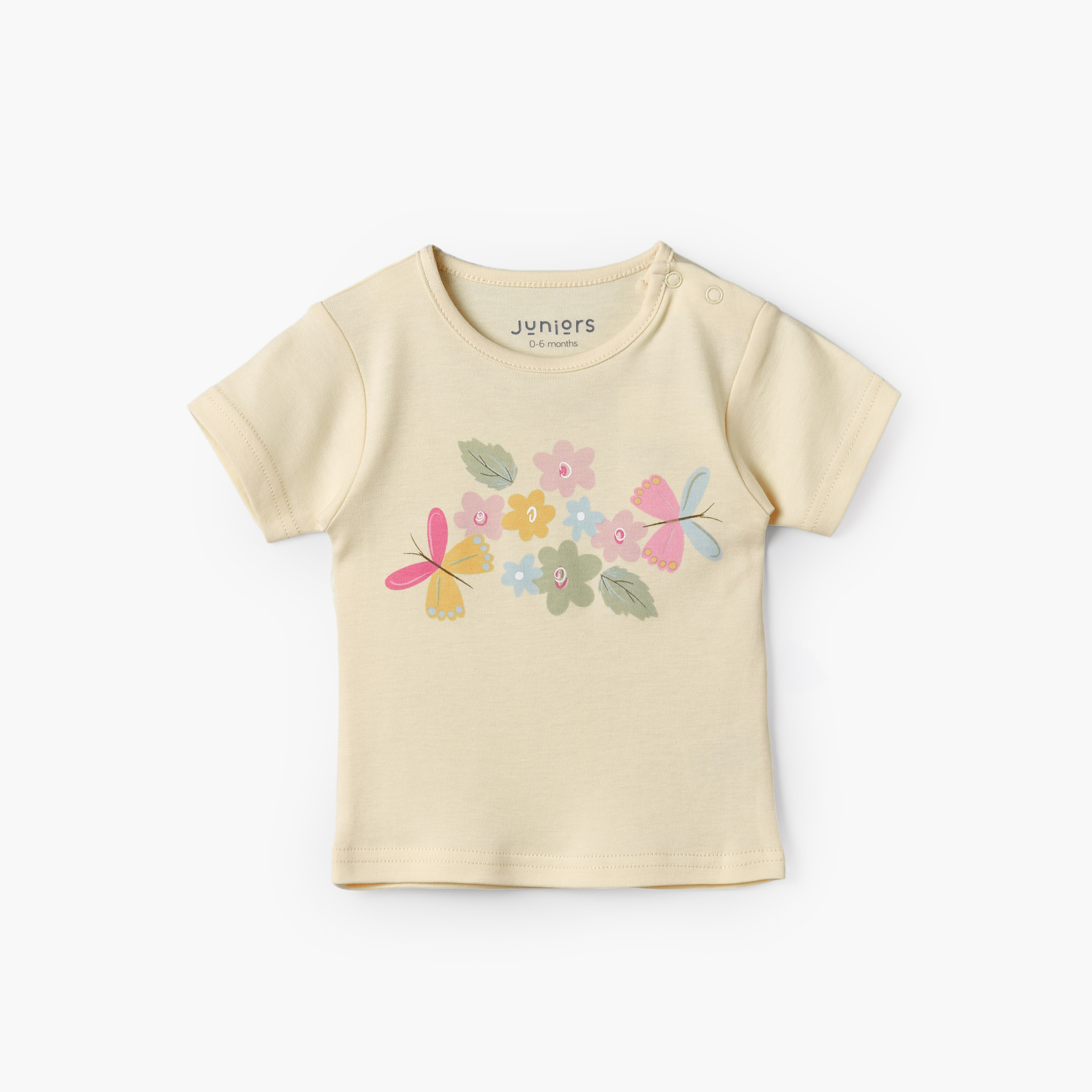 Juniors Cotton Crew Neck Short Sleeves Shorts Set with Floral Print-baby-girls-clothing-setsandcoords-image-3