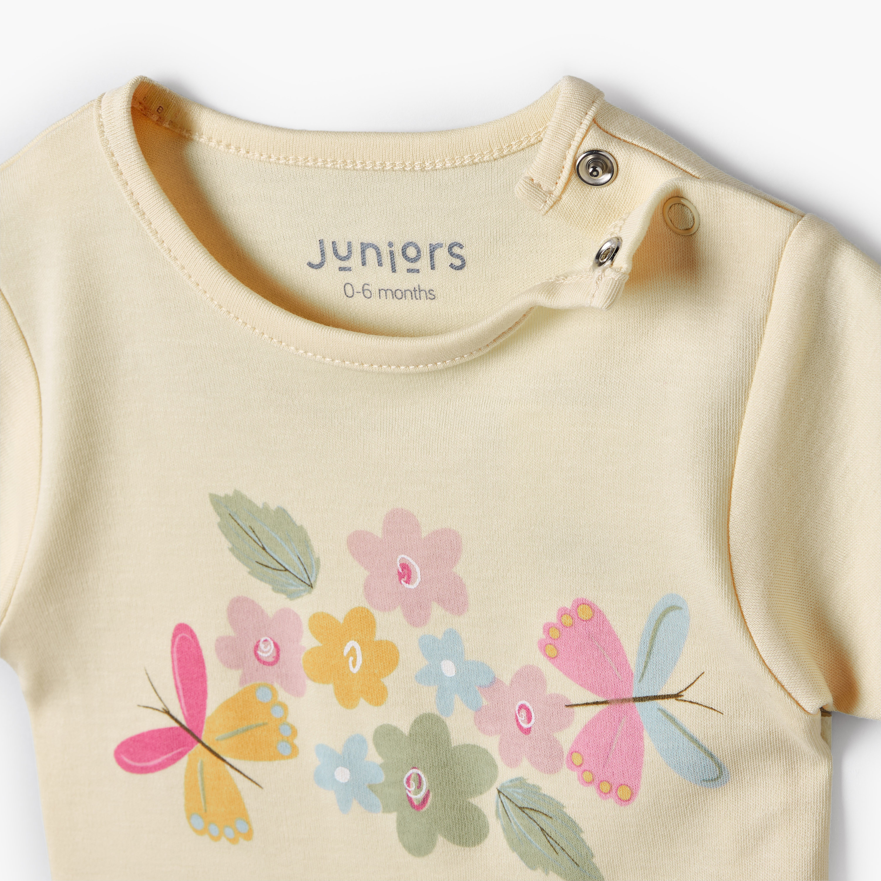 Juniors Cotton Crew Neck Short Sleeves Shorts Set with Floral Print-baby-girls-clothing-setsandcoords-image-7