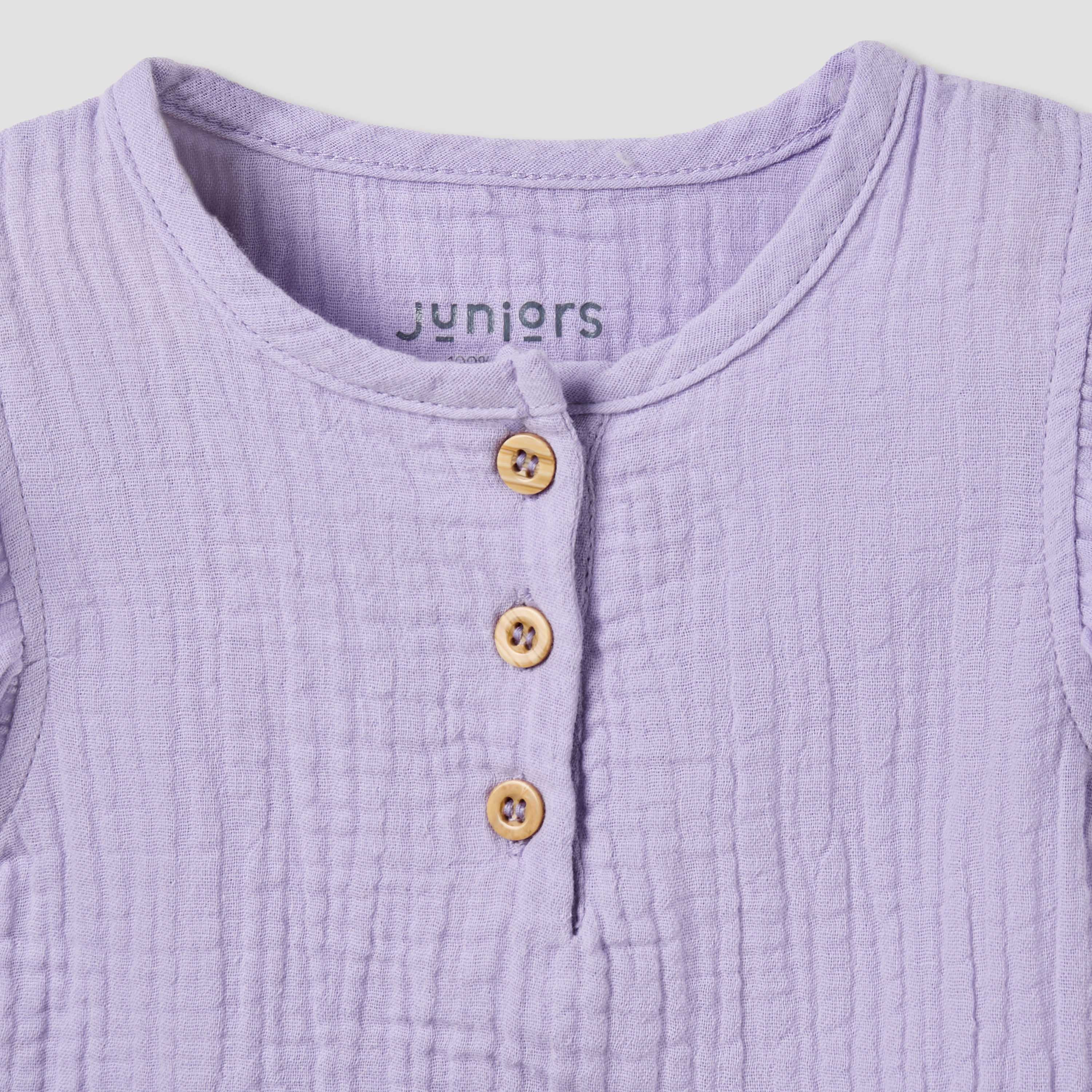 Juniors Cotton Round Neck Cap Sleeves T-shirt and Shorts Set with Ruffles-baby-girls-clothing-nightwear-pyjamasets-image-4