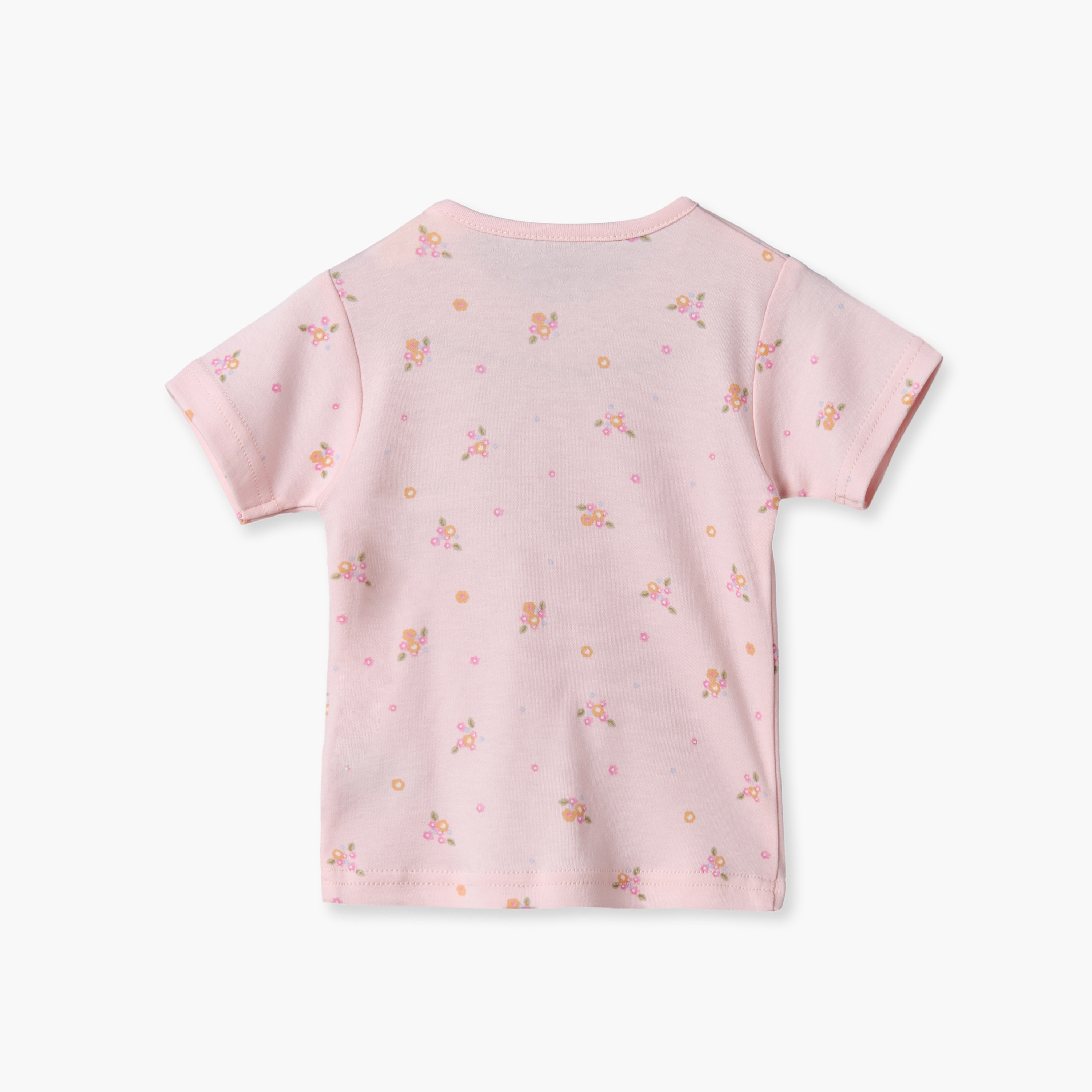 Juniors Cotton Crew Neck Short Sleeves Shorts Set with Floral Print-baby-girls-clothing-nightwear-pyjamasets-image-4