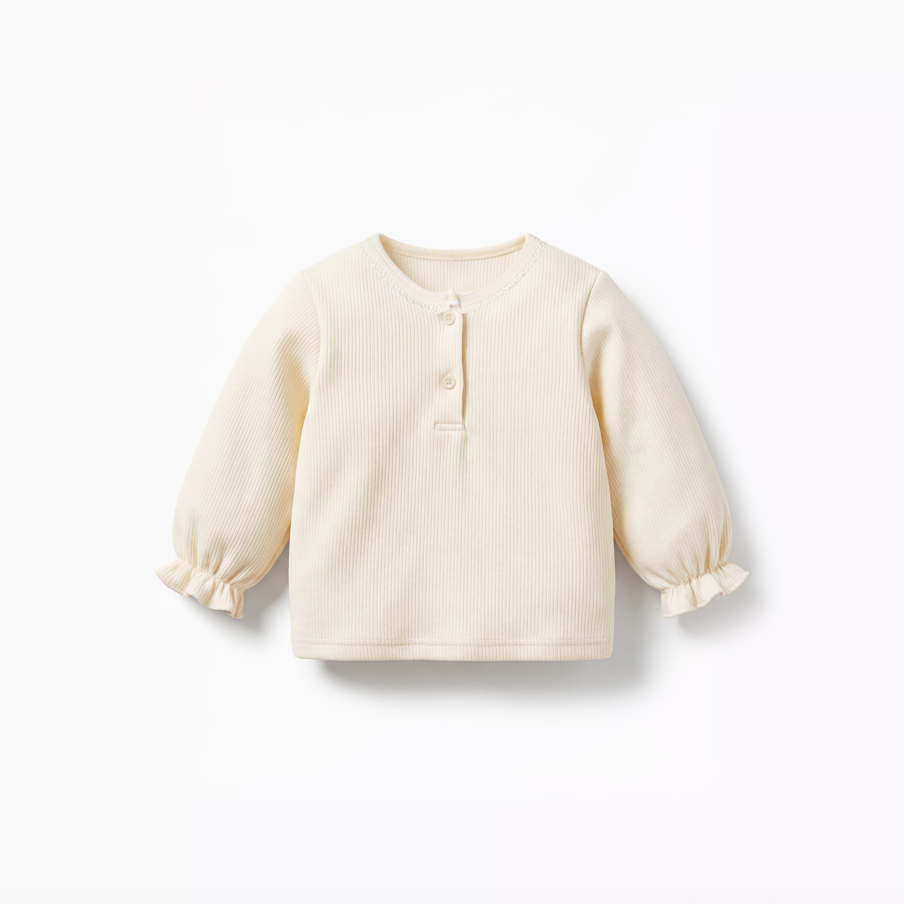 Giggles Henley Neck Long Sleeves Pyjama Set with Ribbed Texture-baby-girls-clothing-nightwear-pyjamasets-image-3