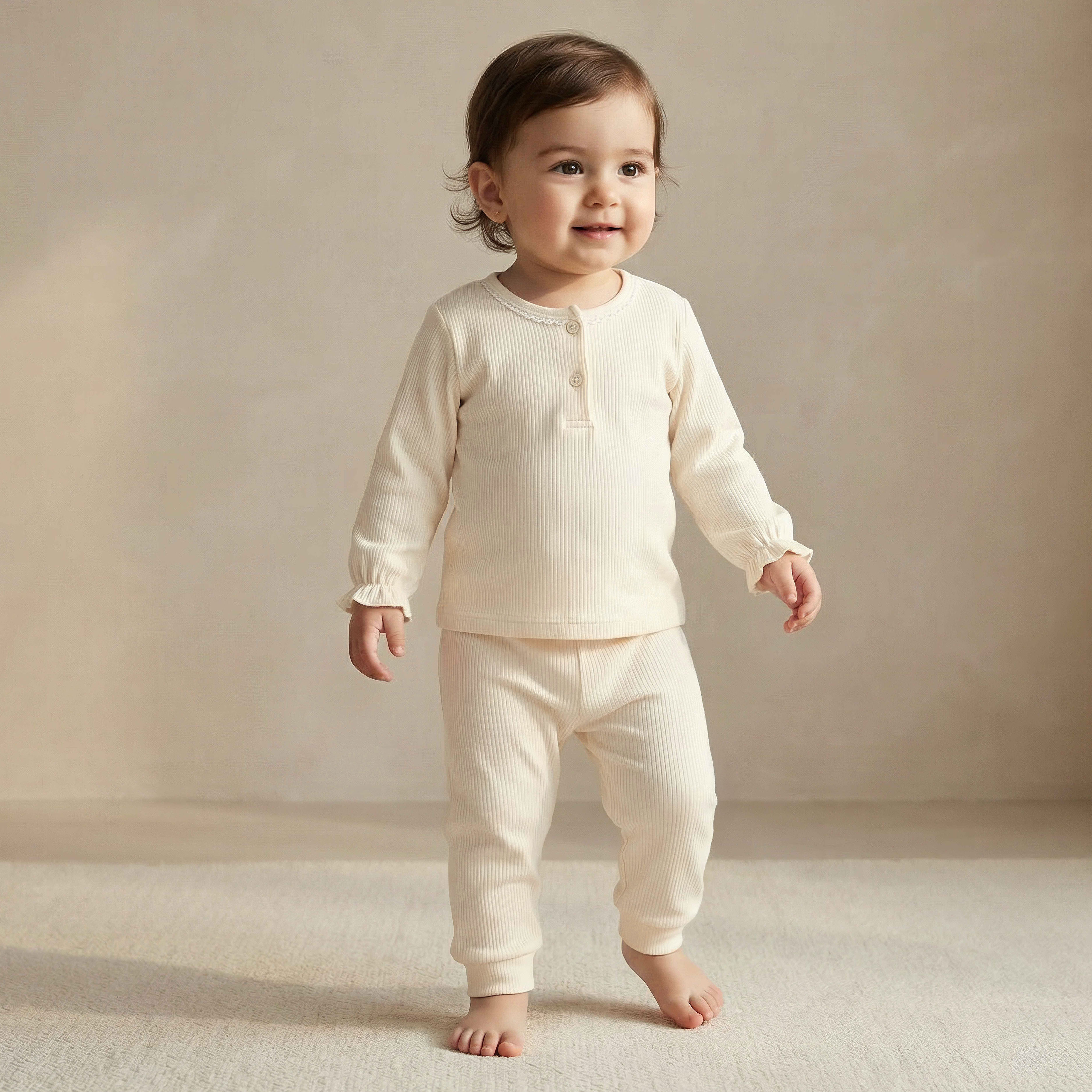 Giggles Henley Neck Long Sleeves Pyjama Set with Ribbed Texture-baby-girls-clothing-nightwear-pyjamasets-image-1