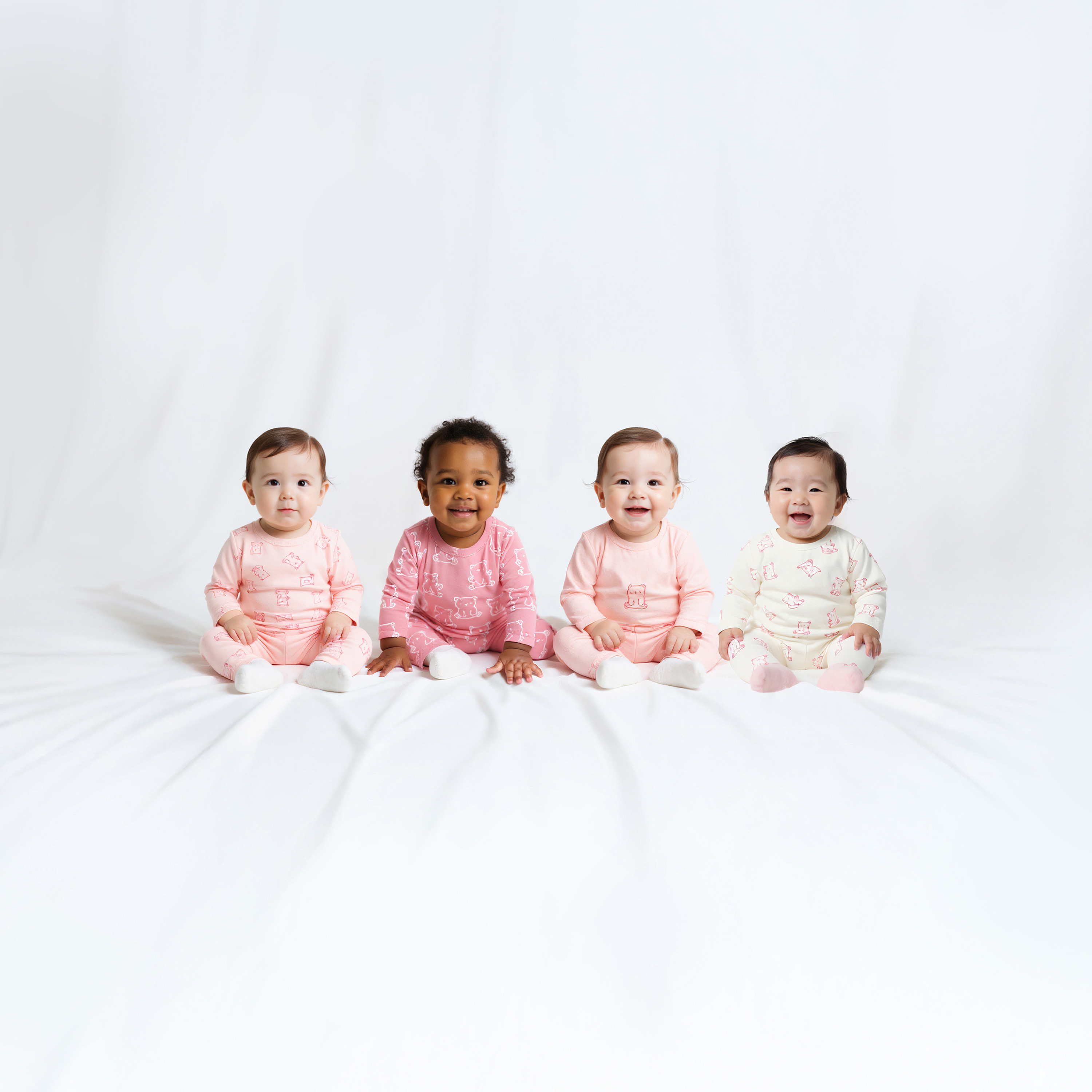 Juniors Bear Print T-shirts and Pyjamas - Set of 4-baby-girls-clothing-nightwear-pyjamasets-image-2