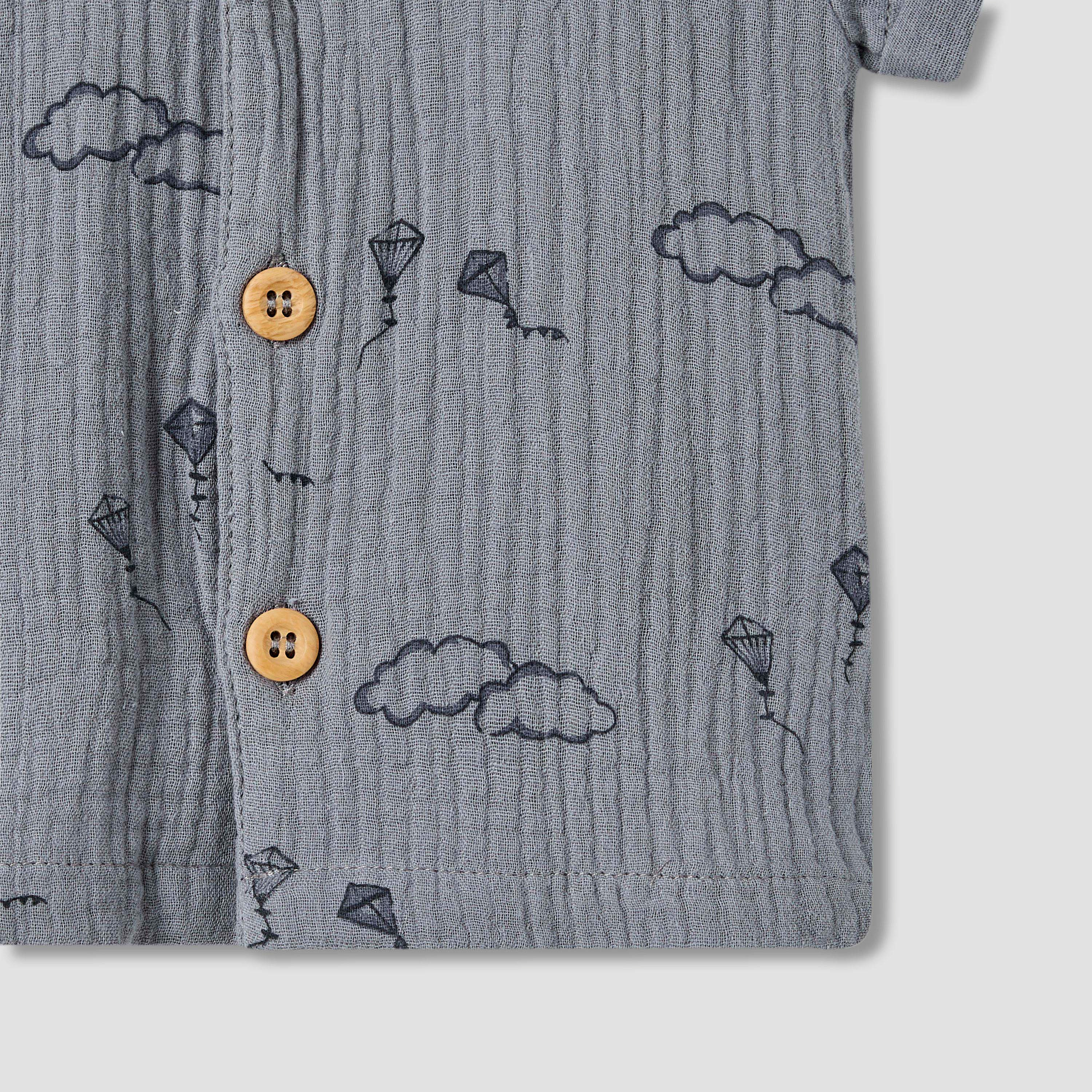 طقم قميص وشورت قطن موسيلين للولاد بطبعات مرحة وأكمام قصيرة وياقة من جونيورز-baby-boys-clothing-setsandcoords-image-5