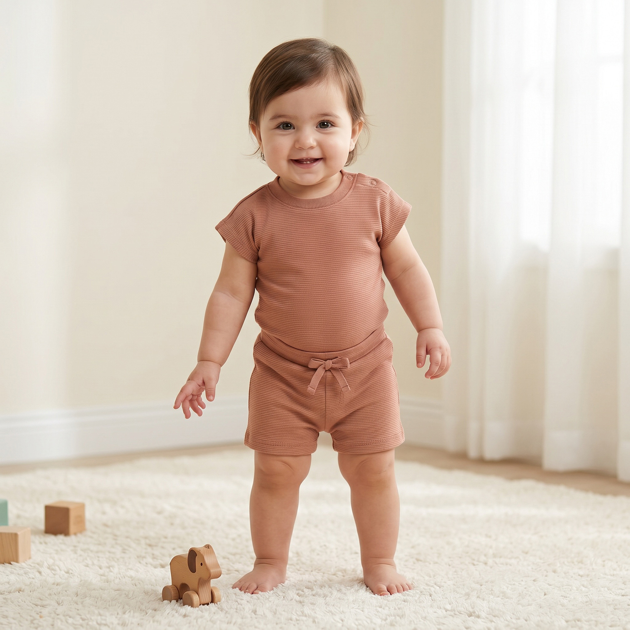 Juniors Crew Neck Short Sleeves T-shirt and Shorts Set with Elasticated Drawstring Closure-baby-boys-clothing-setsandcoords-image-1