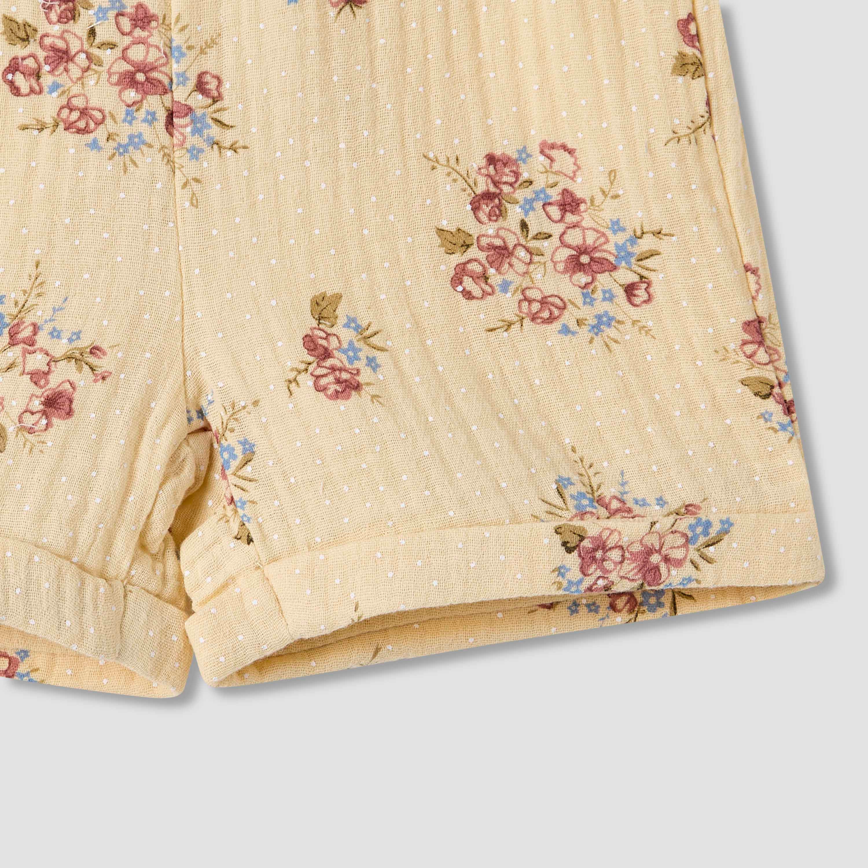 طقم شورت وقميص قطن بأكمام قصيرة وياقة عادية وطبعات زهرية للبنات من جونيورز-baby-girls-clothing-setsandcoords-image-7