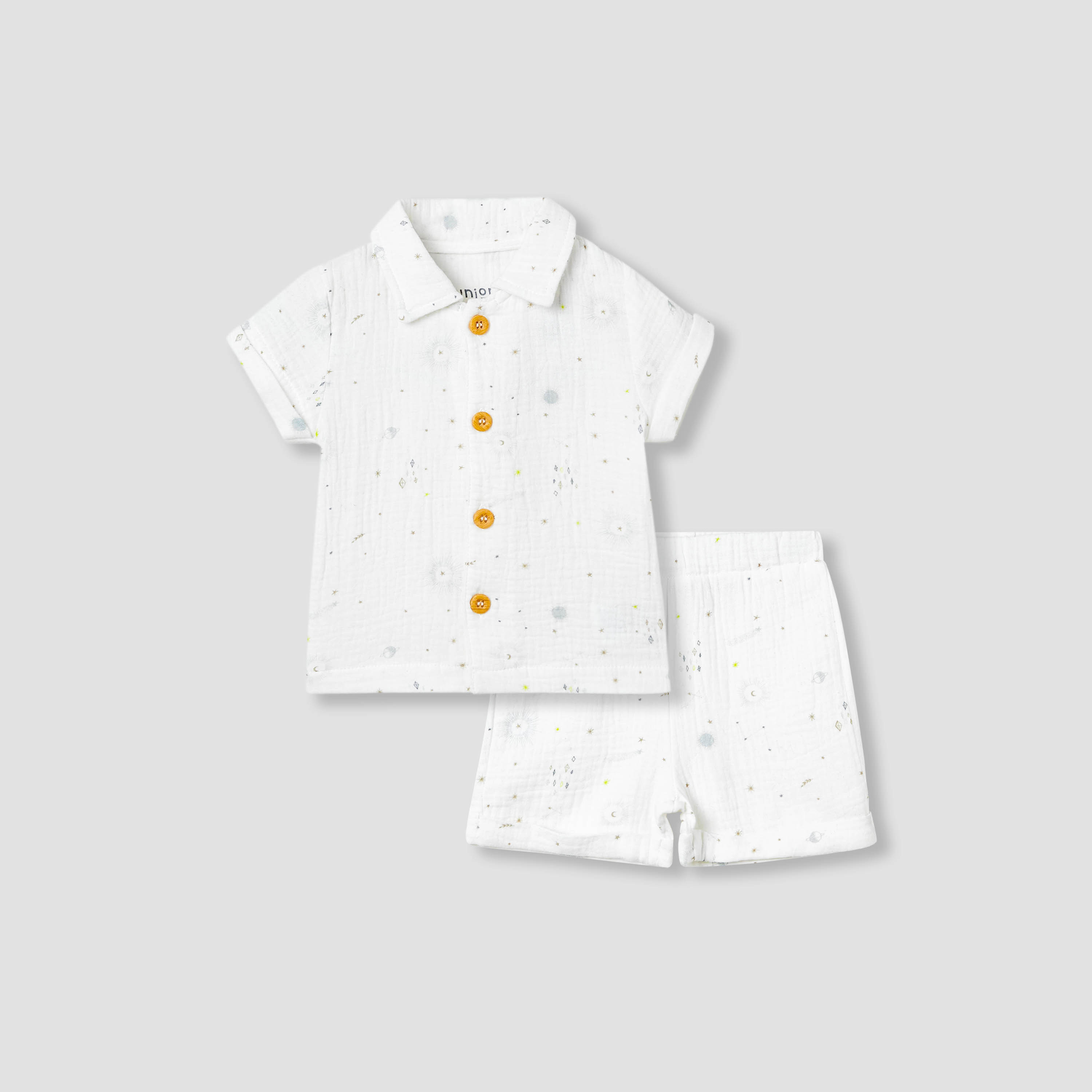 Juniors Boys Shirt and Shirts Set with Print - Cotton - Short Sleeves - Collar-baby-boys-clothing-setsandcoords-image-1