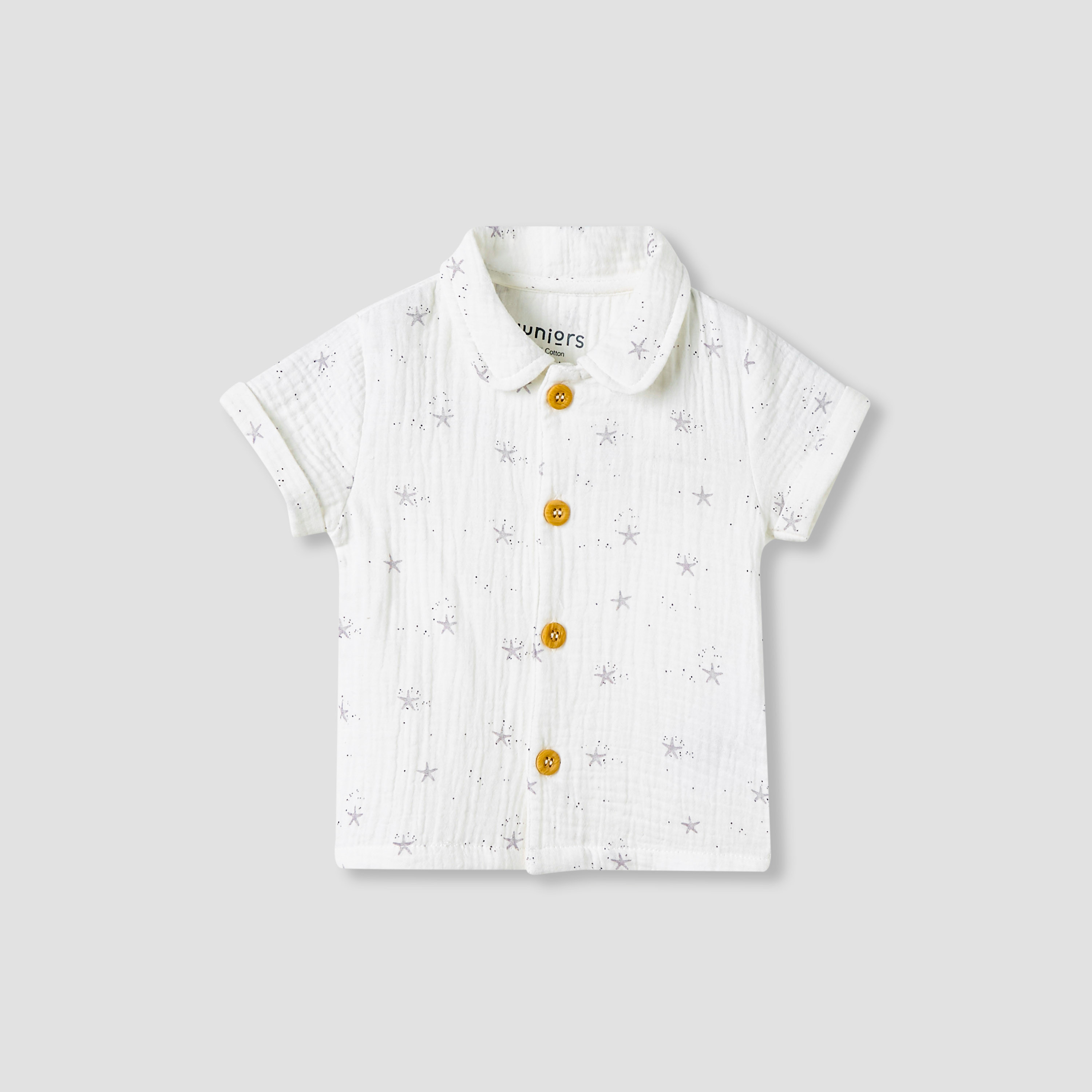 Juniors Girls Shirt and Shorts Set with Starfish Print - Muslin Cotton - Short Sleeves - Collar-baby-girls-clothing-setsandcoords-image-3