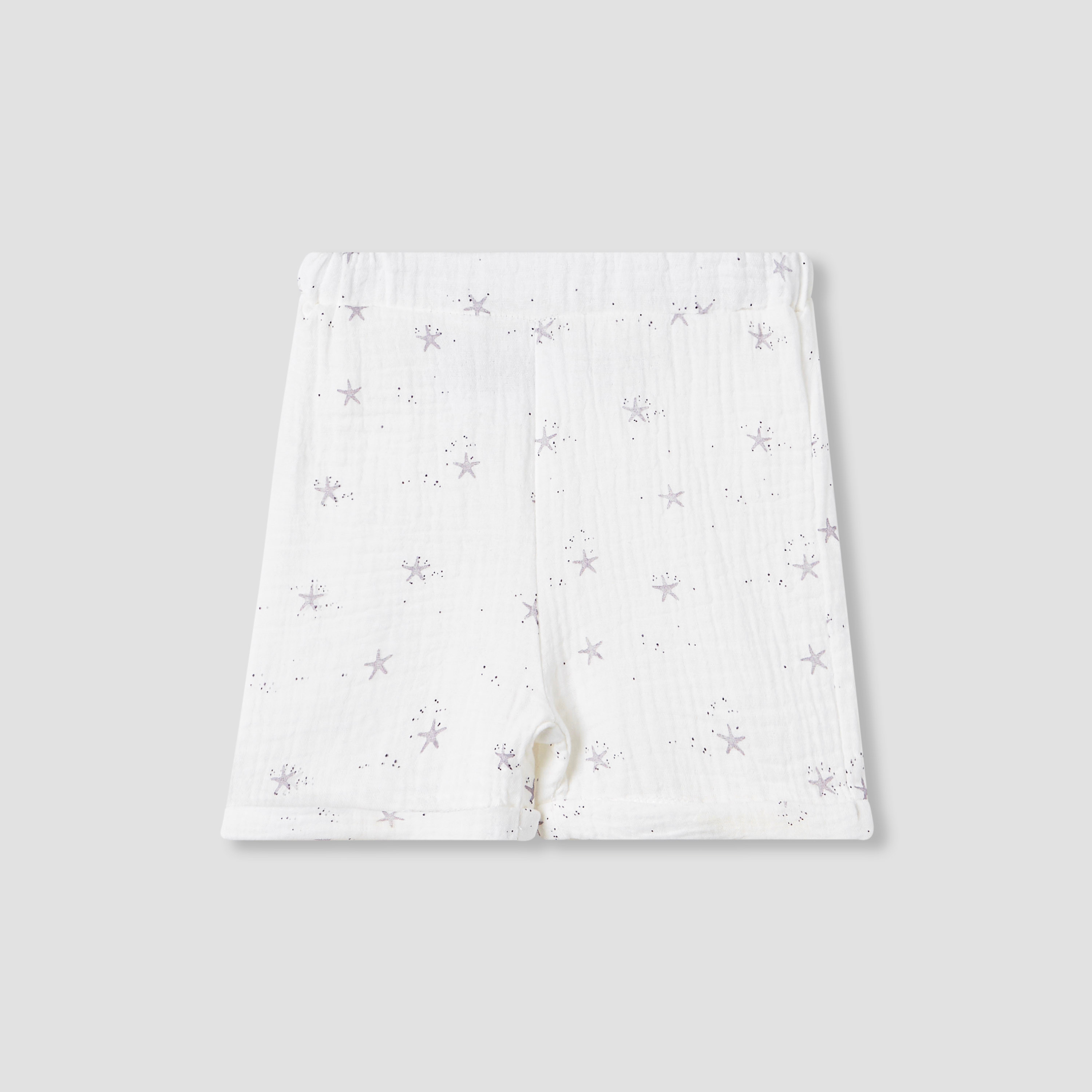 Juniors Girls Shirt and Shorts Set with Starfish Print - Muslin Cotton - Short Sleeves - Collar-baby-girls-clothing-setsandcoords-image-4