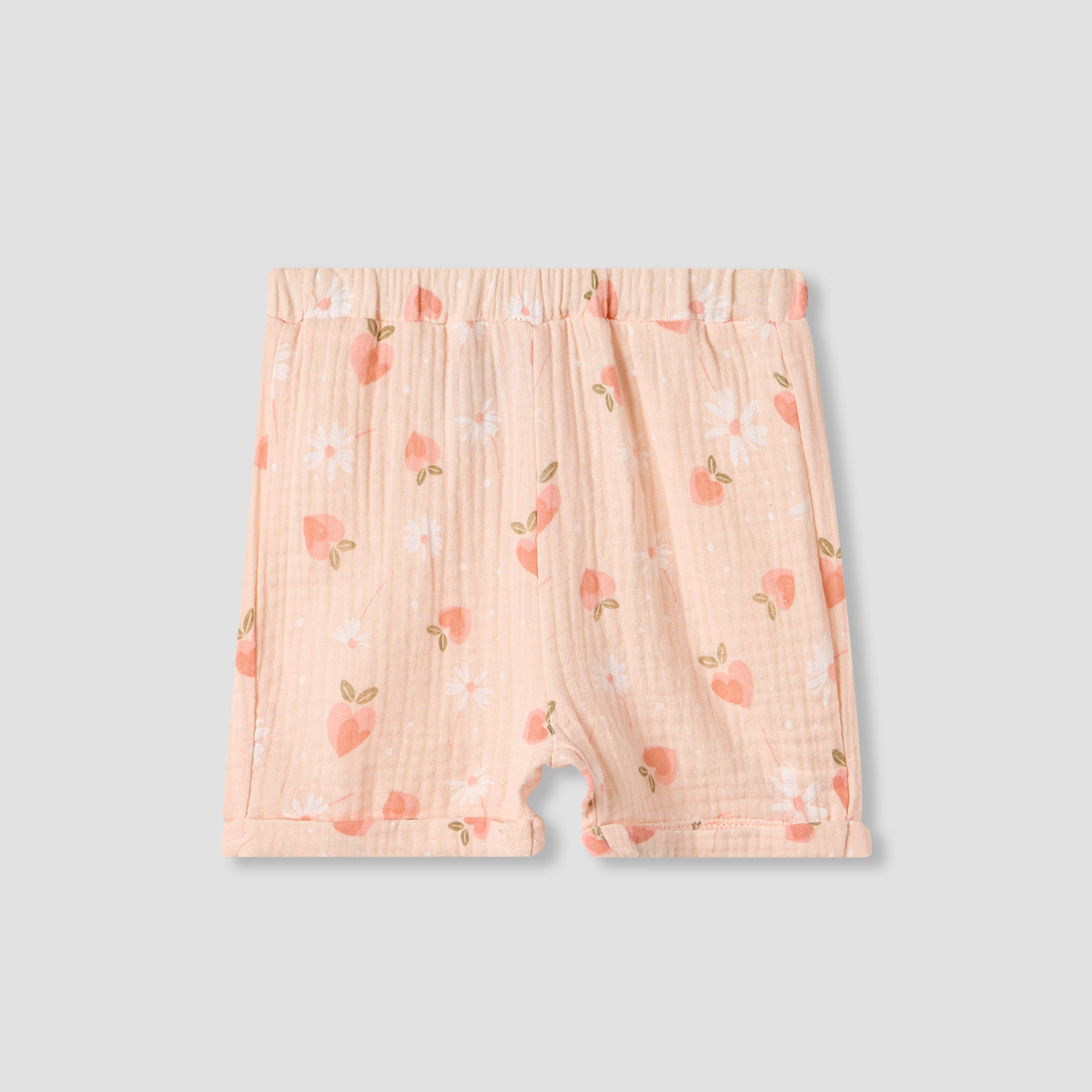 طقم شورت وقميص بناتي بطبعات قلوب وأكمام قصيرة وياقة قطن موسلين من جونيورز-baby-girls-clothing-setsandcoords-image-3