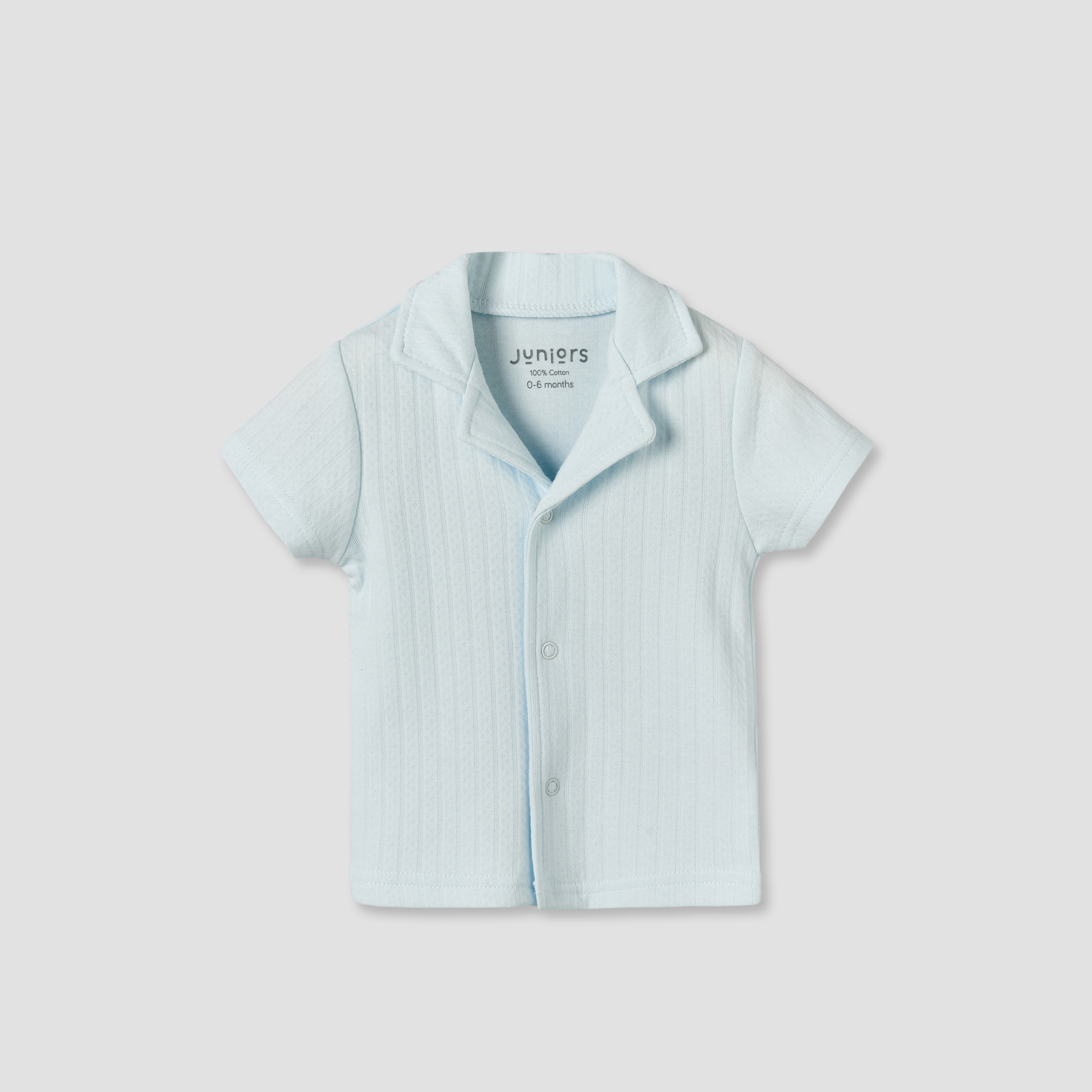 Juniors Cotton Collared Short Sleeves Pyjama Set with Textured Design-baby-boys-clothing-nightwear-pyjamasets-image-3