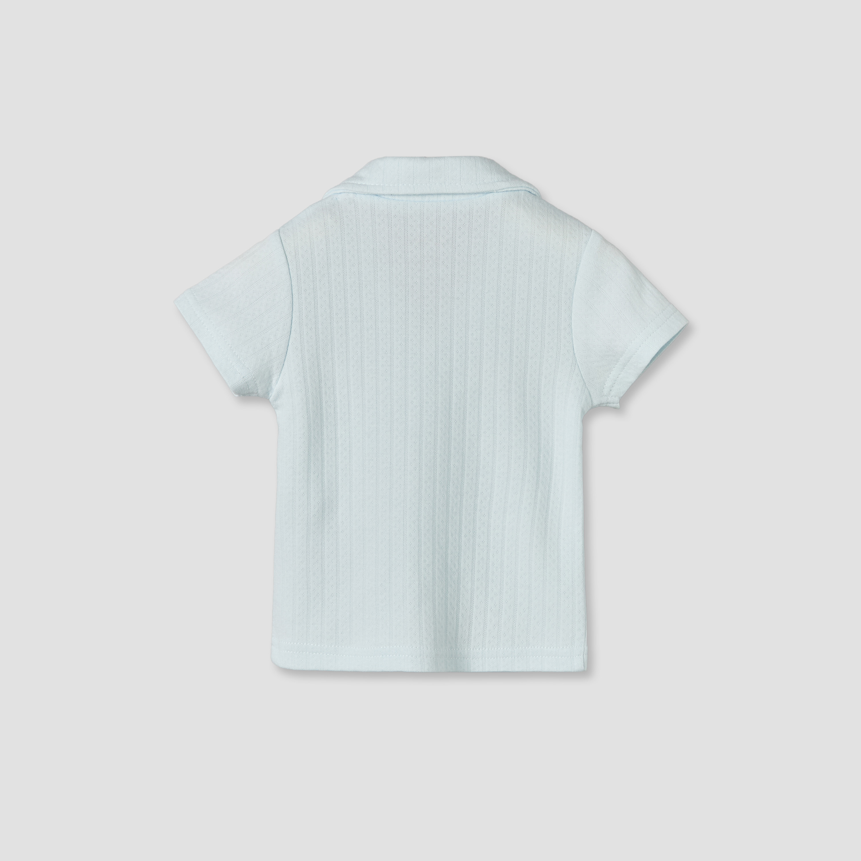 Juniors Cotton Collared Short Sleeves Pyjama Set with Textured Design-baby-boys-clothing-nightwear-pyjamasets-image-5