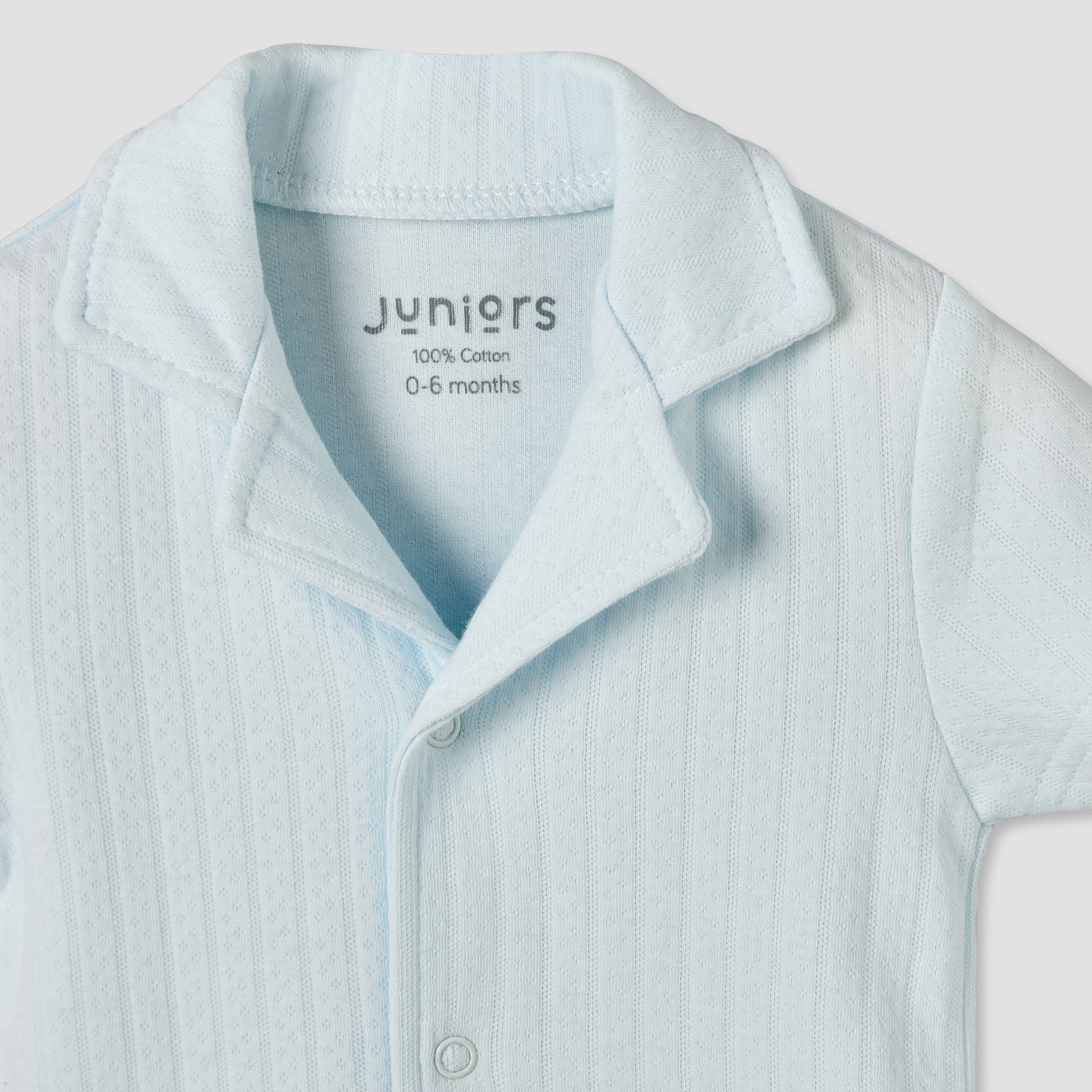 Juniors Cotton Collared Short Sleeves Pyjama Set with Textured Design-baby-boys-clothing-nightwear-pyjamasets-image-7