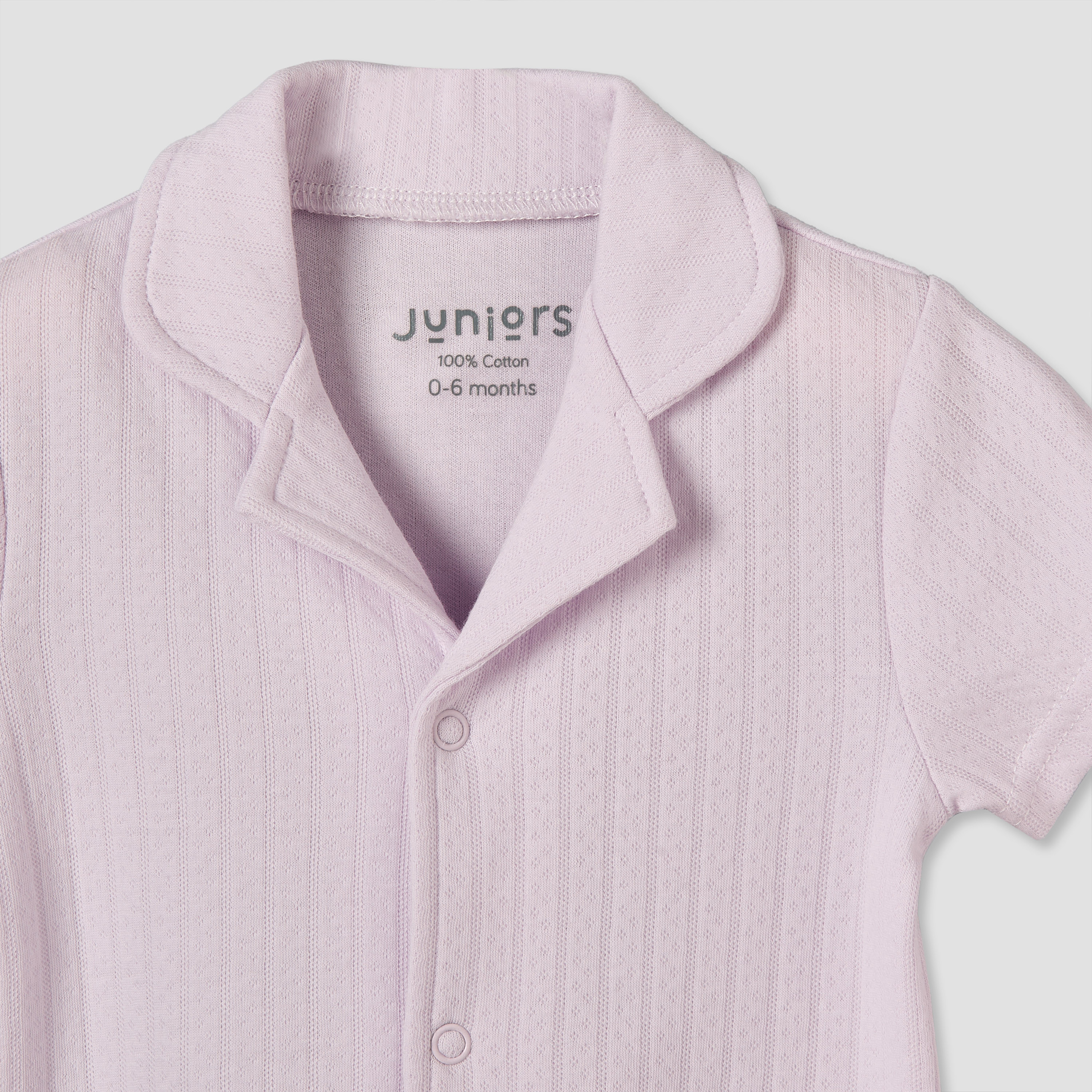 Juniors Cotton Collared Short Sleeves Pyjama Set with Textured Design-baby-girls-clothing-nightwear-pyjamasets-image-6