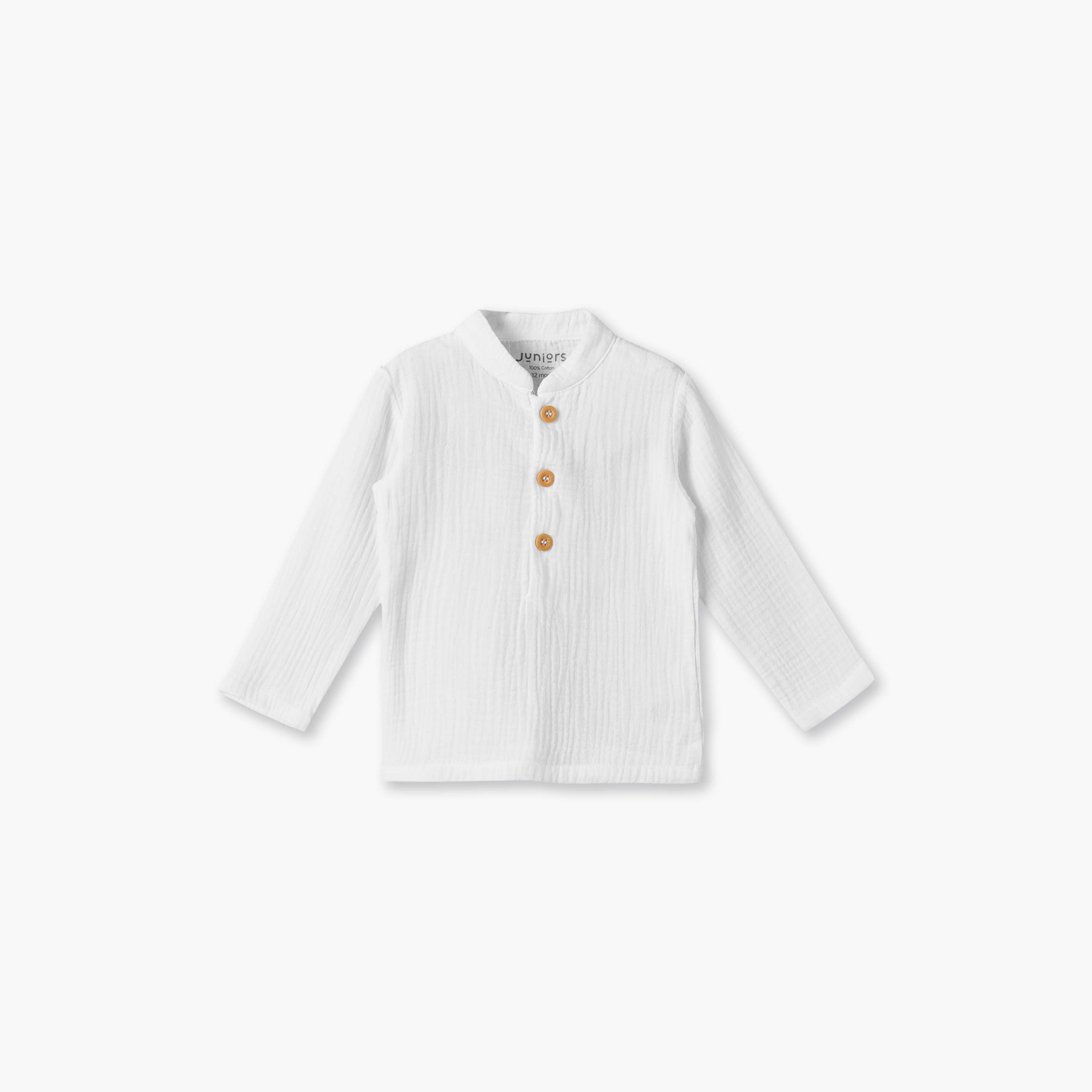 Juniors Cotton Mandarin Collar Long Sleeves Pyjama Set with Textured Design-baby-boys-clothing-nightwear-pyjamasets-image-2