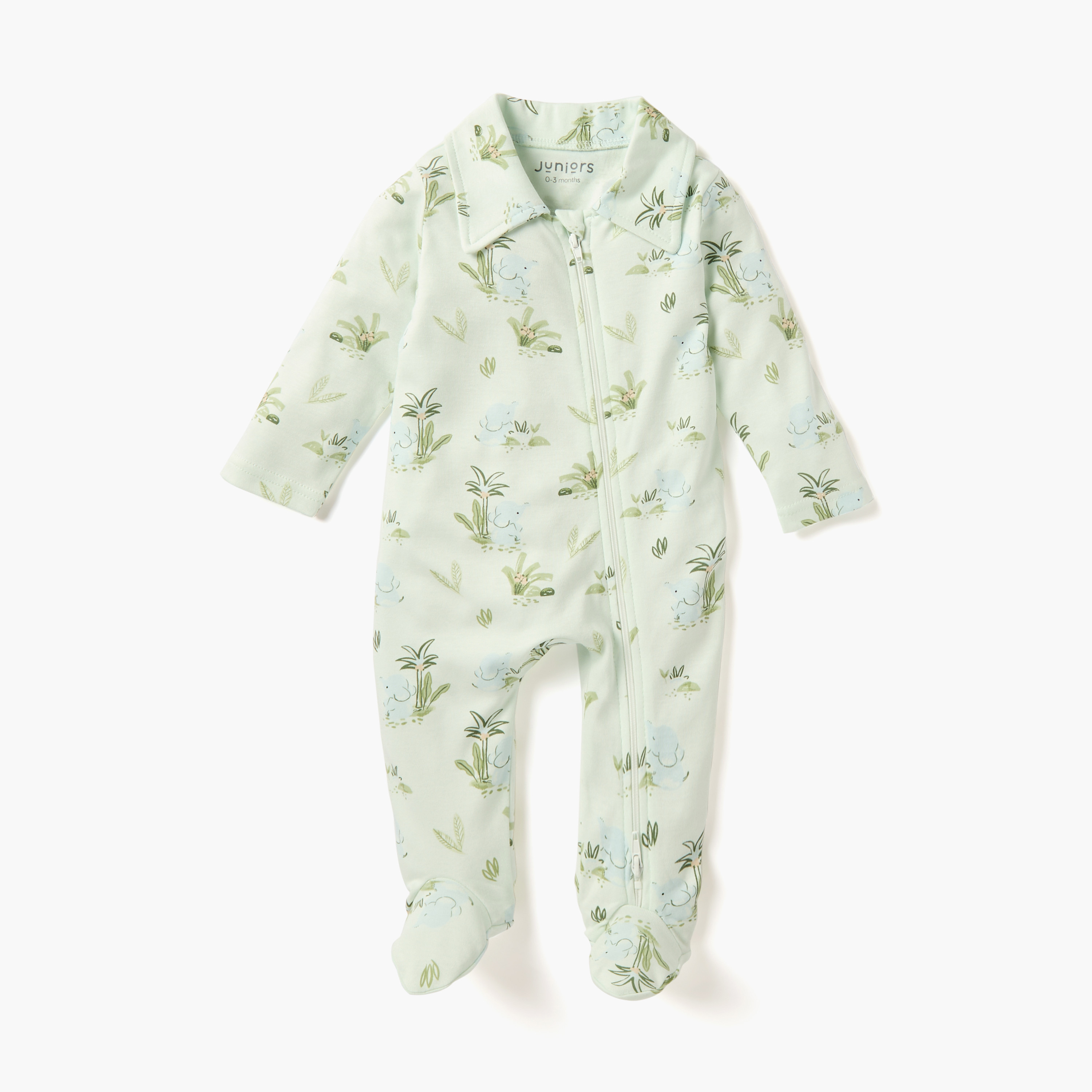 Juniors All-Over Print Sleepsuit with Collar and Long Sleeves-baby-boys-clothing-nightwear-sleepsuits-image-1