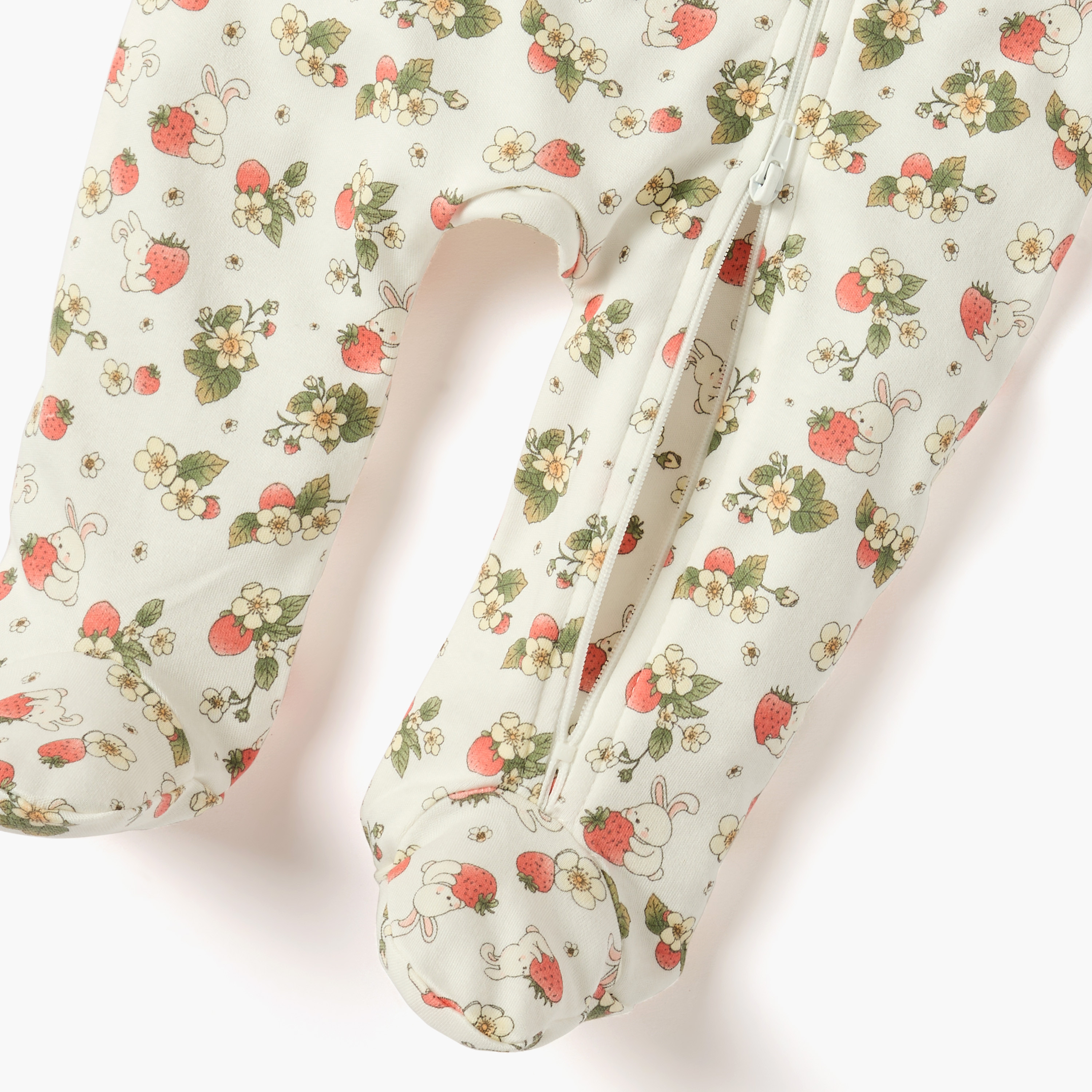 Juniors Bunny Print Sleepsuit with Collar and Zip Closure-baby-girls-clothing-nightwear-sleepsuits-image-4