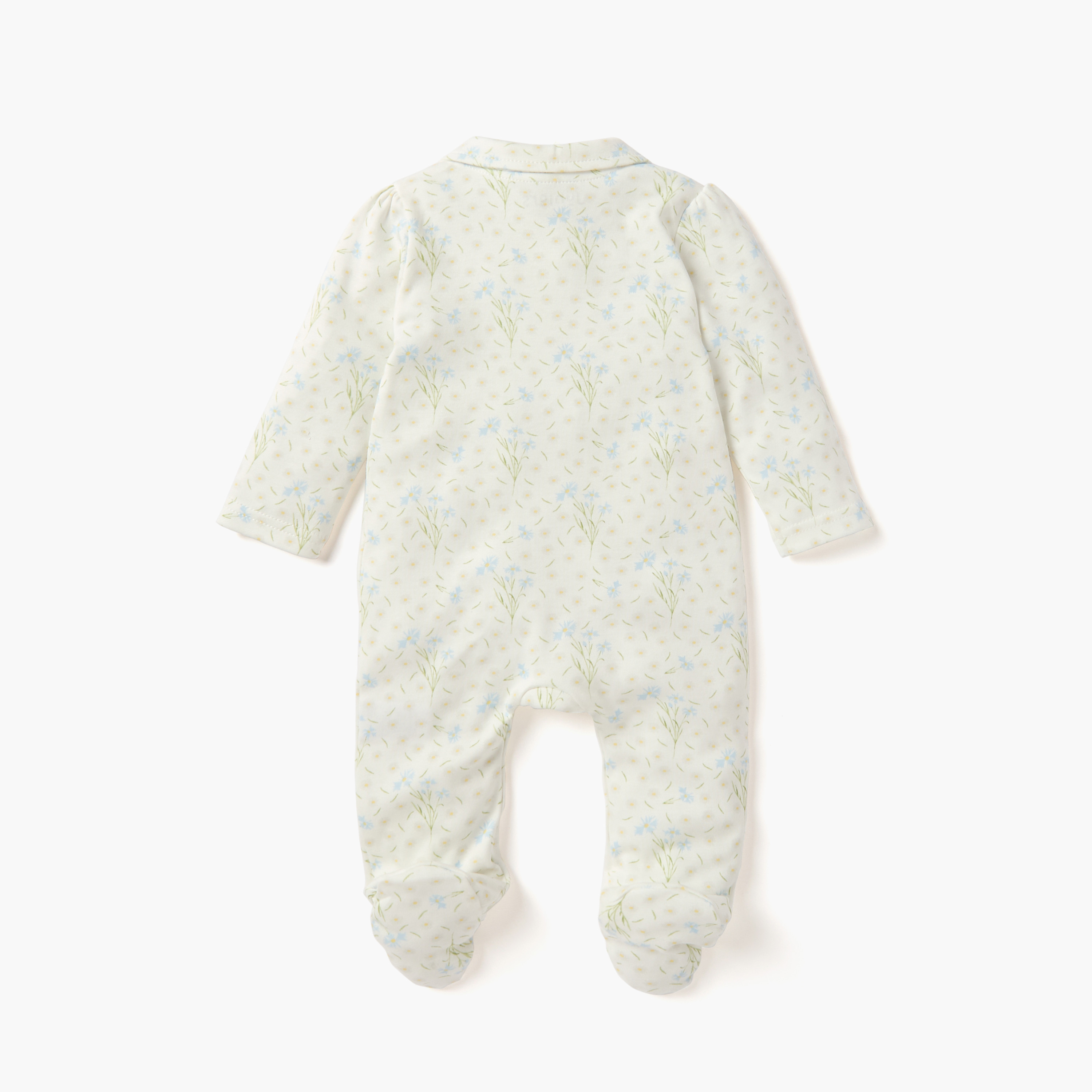 Juniors Printed Sleepsuit with Collar and Zip Closure-baby-girls-clothing-nightwear-sleepsuits-image-2