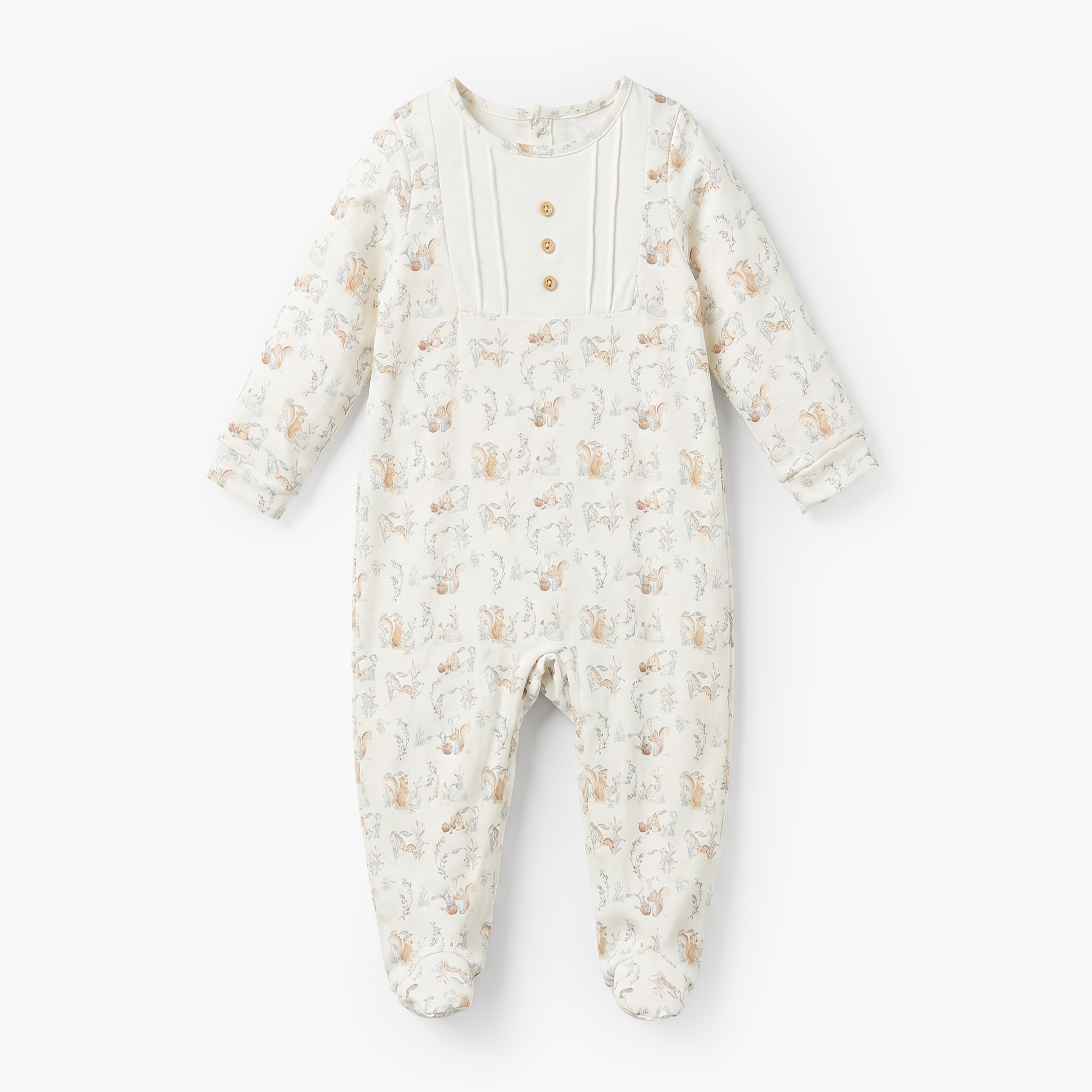 Juniors Rabbit Print Sleepsuit with Pintuck and Button Detail-baby-boys-clothing-nightwear-sleepsuits-image-3