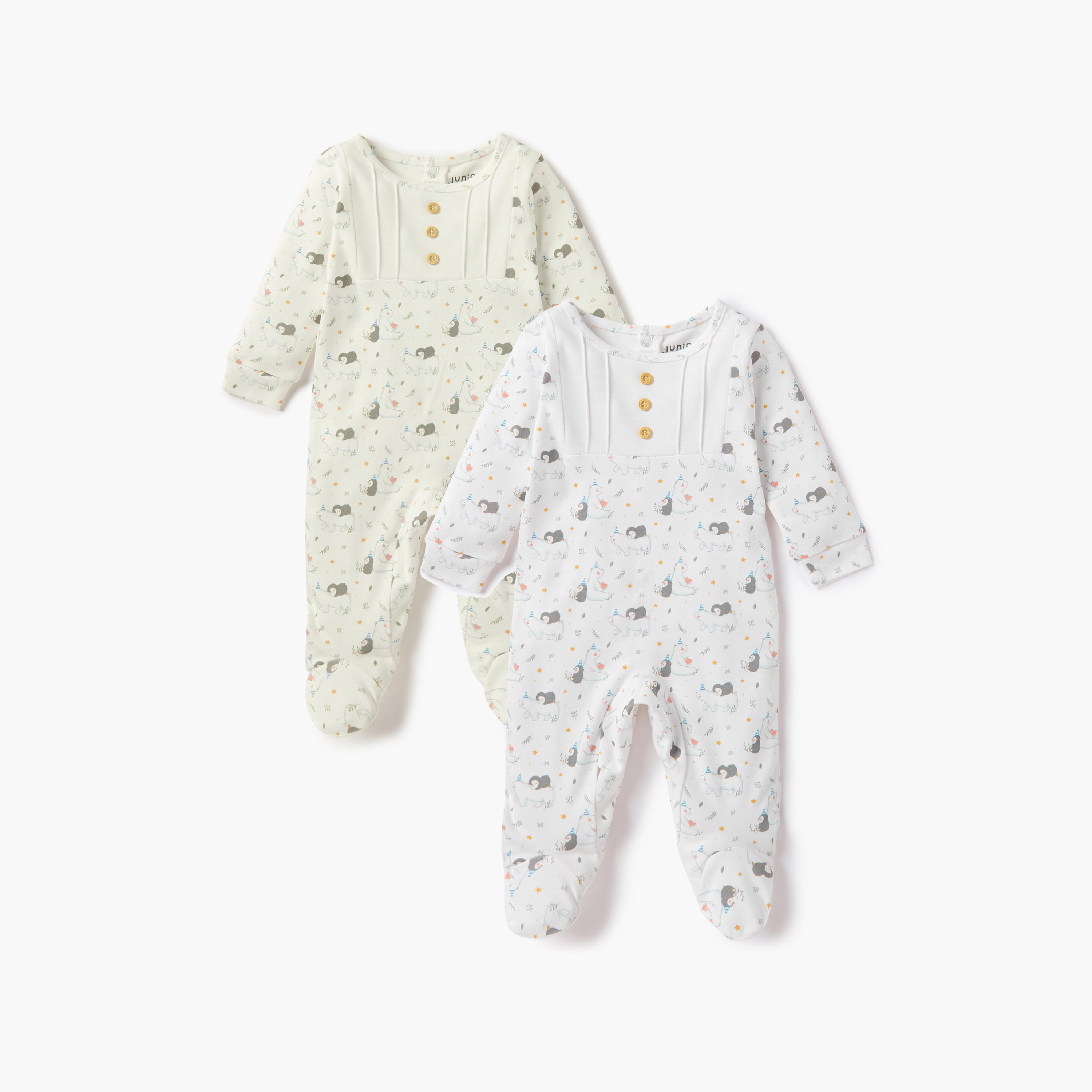 Juniors All-Over Print Closed Feet Sleepsuit with Long Sleeves - Set of 2-baby-boys-clothing-nightwear-sleepsuits-image-2