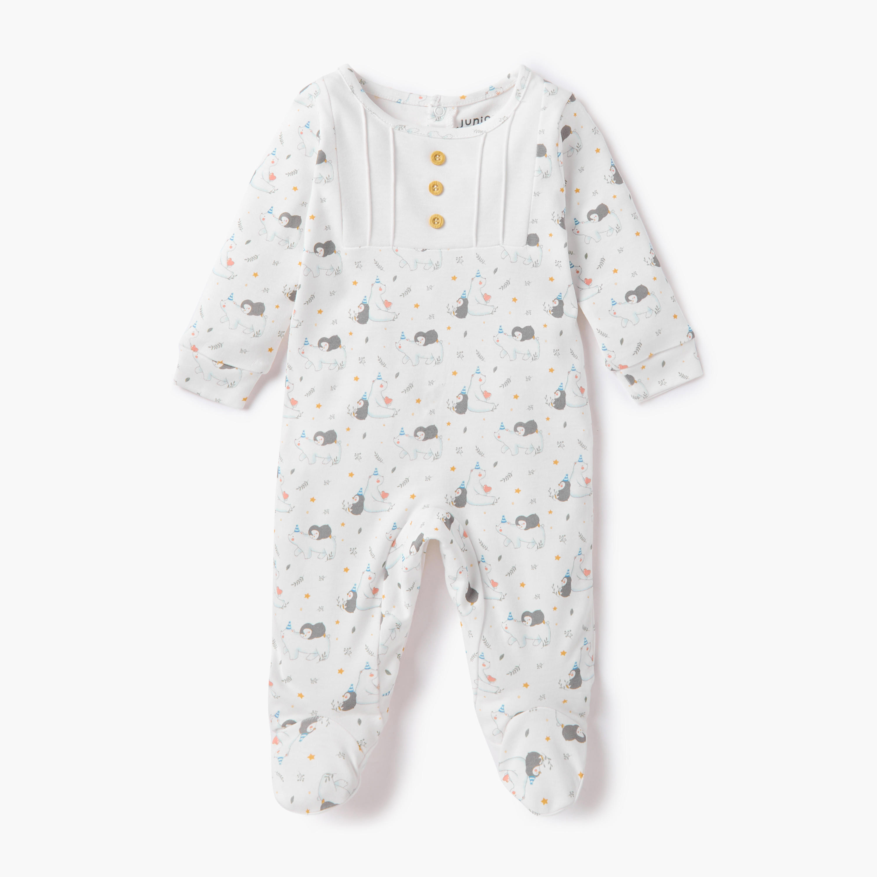 Juniors All-Over Print Closed Feet Sleepsuit with Long Sleeves - Set of 2-baby-boys-clothing-nightwear-sleepsuits-image-3