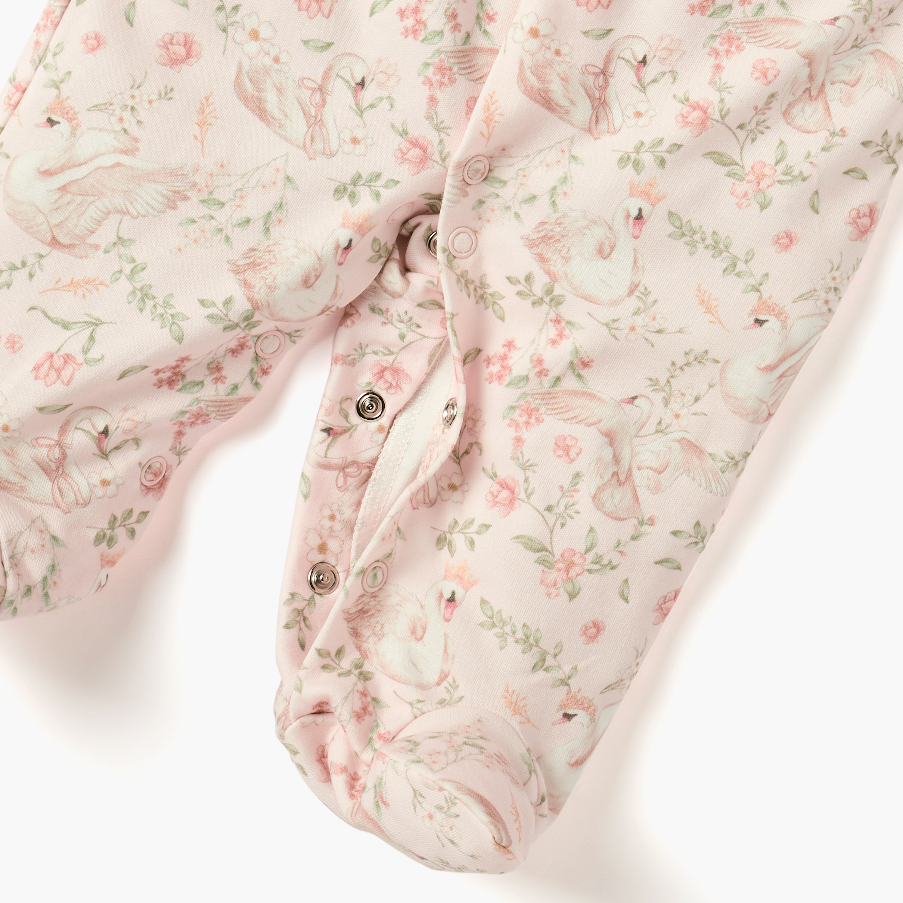 Juniors Swan Print Sleepsuit with Collar and Long Sleeves-baby-girls-clothing-nightwear-sleepsuits-image-4