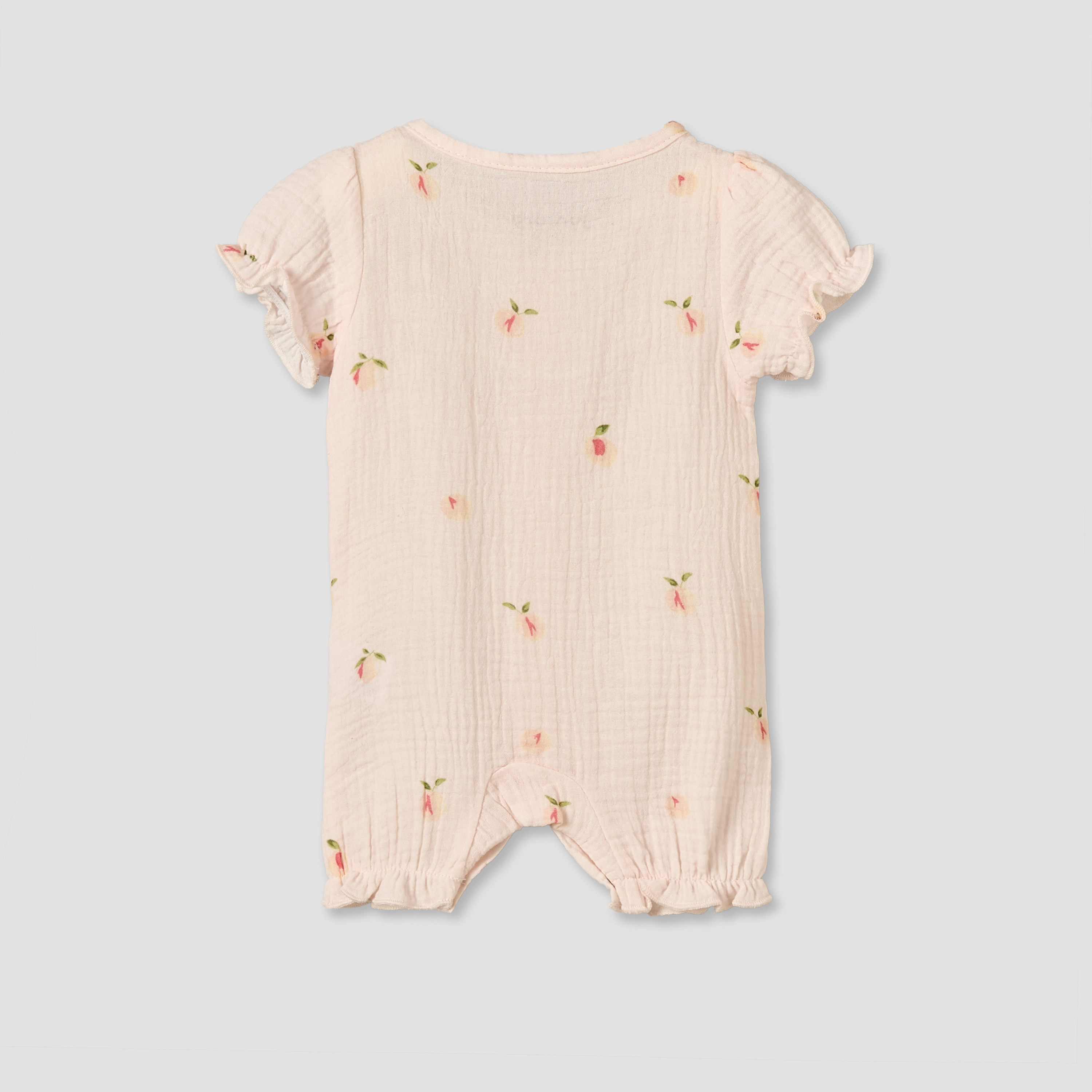 Juniors Crew Neck Short Sleeves Romper with Snap Button Closure-baby-girls-clothing-rompers-image-3