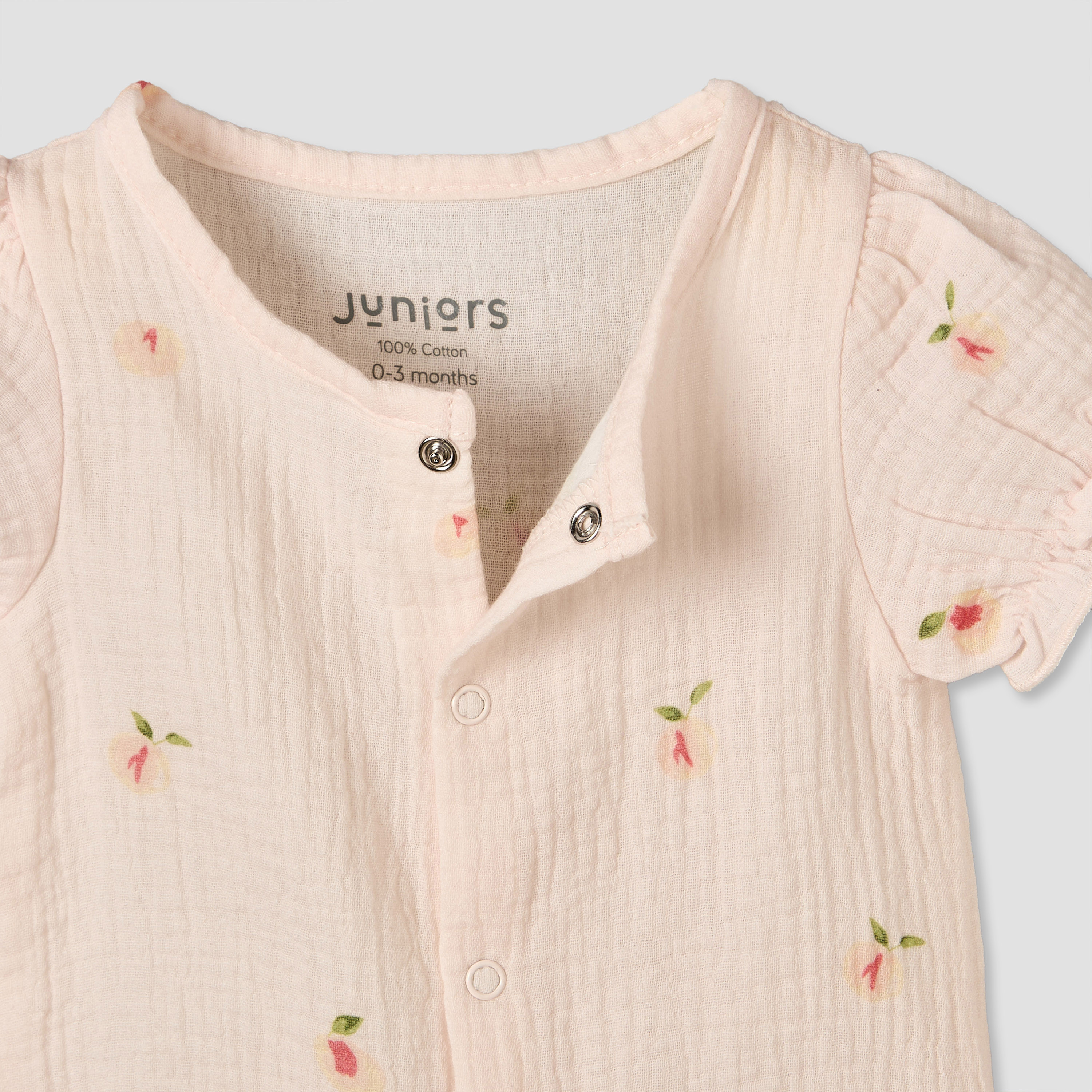 Juniors Crew Neck Short Sleeves Romper with Snap Button Closure-baby-girls-clothing-rompers-image-4