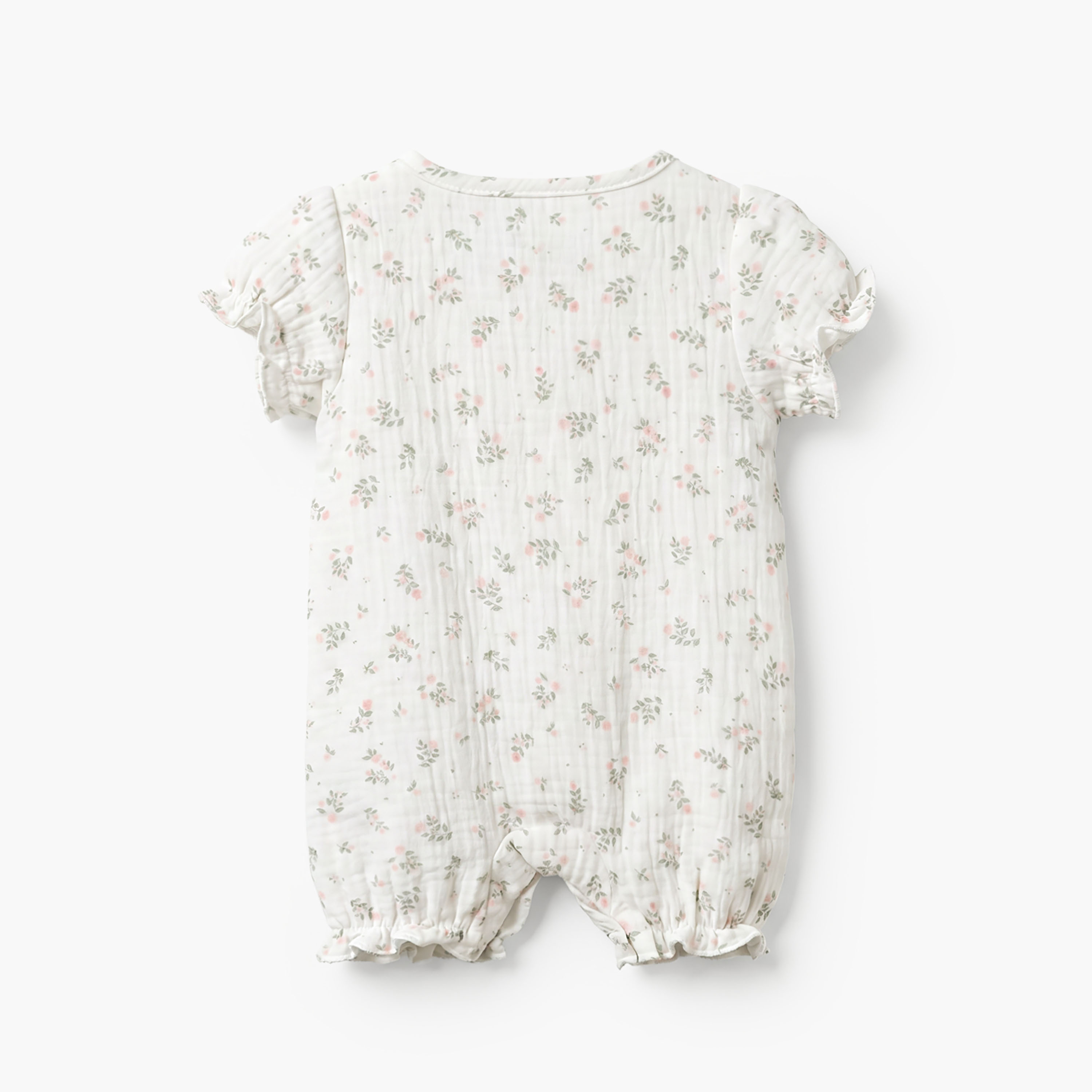 Juniors Round Neck Short Sleeves Romper with Floral Print-baby-girls-clothing-rompers-image-2