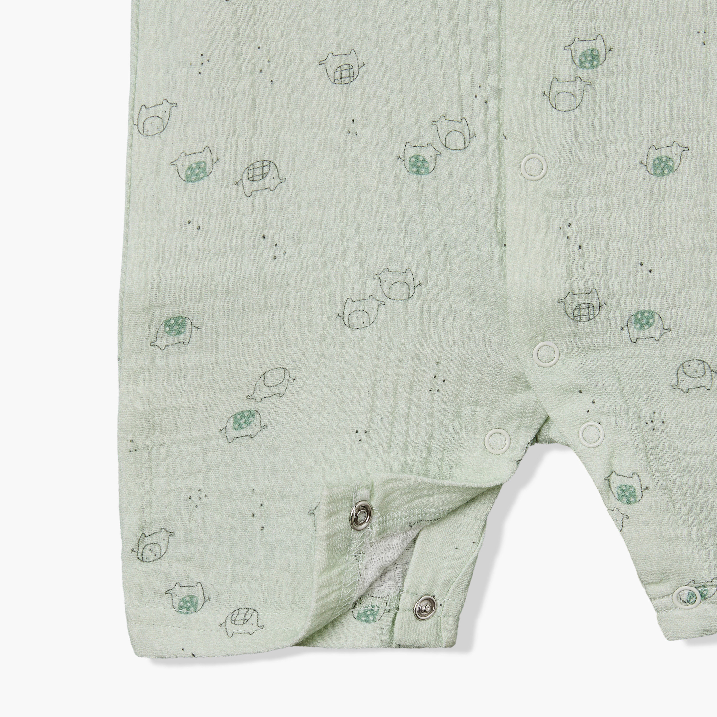 Juniors Crew Neck Short Sleeves Romper with Elephant Print-baby-boys-clothing-rompers-image-4