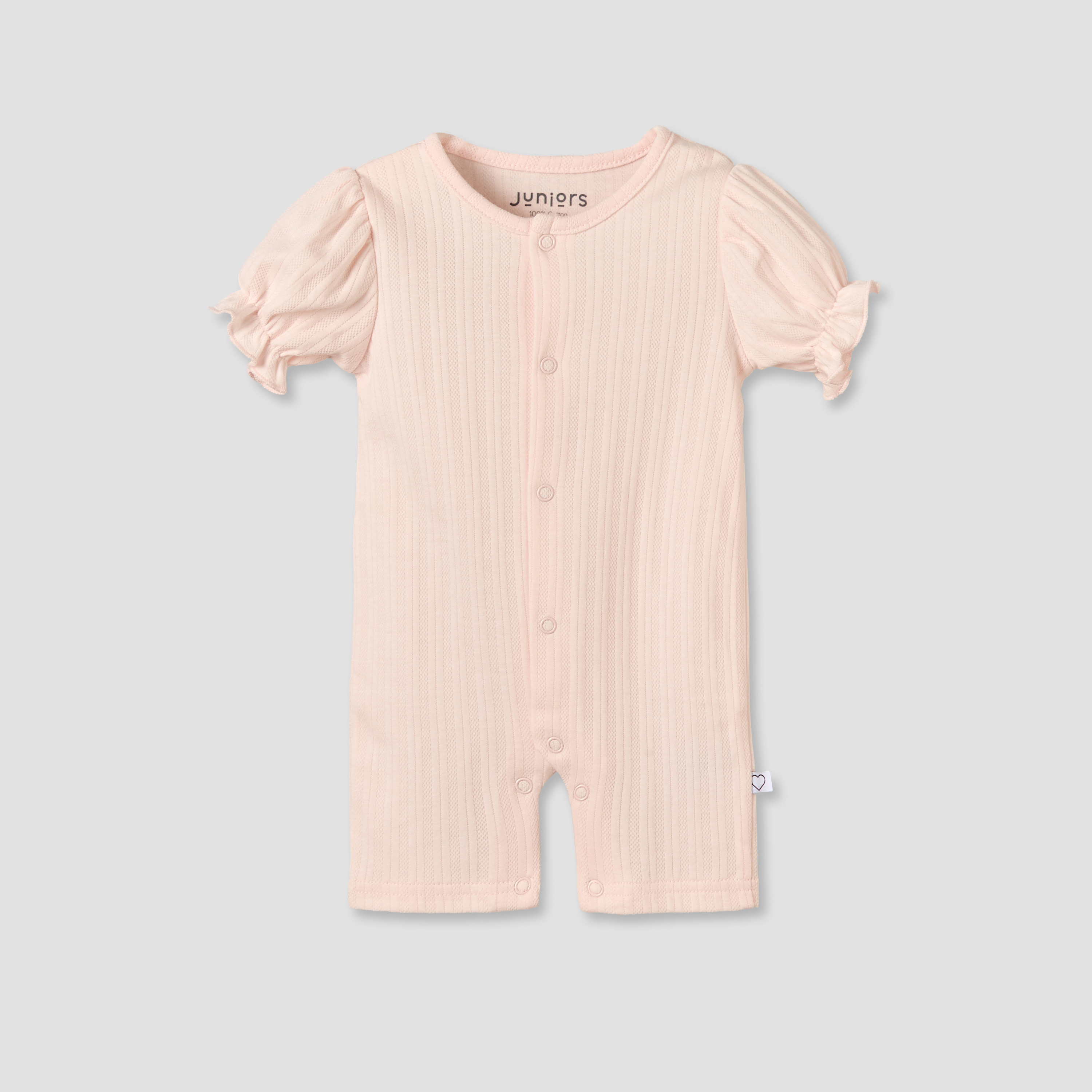 Juniors Crew Neck Short Sleeves Romper with Snap Button Closure-baby-girls-clothing-rompers-image-2