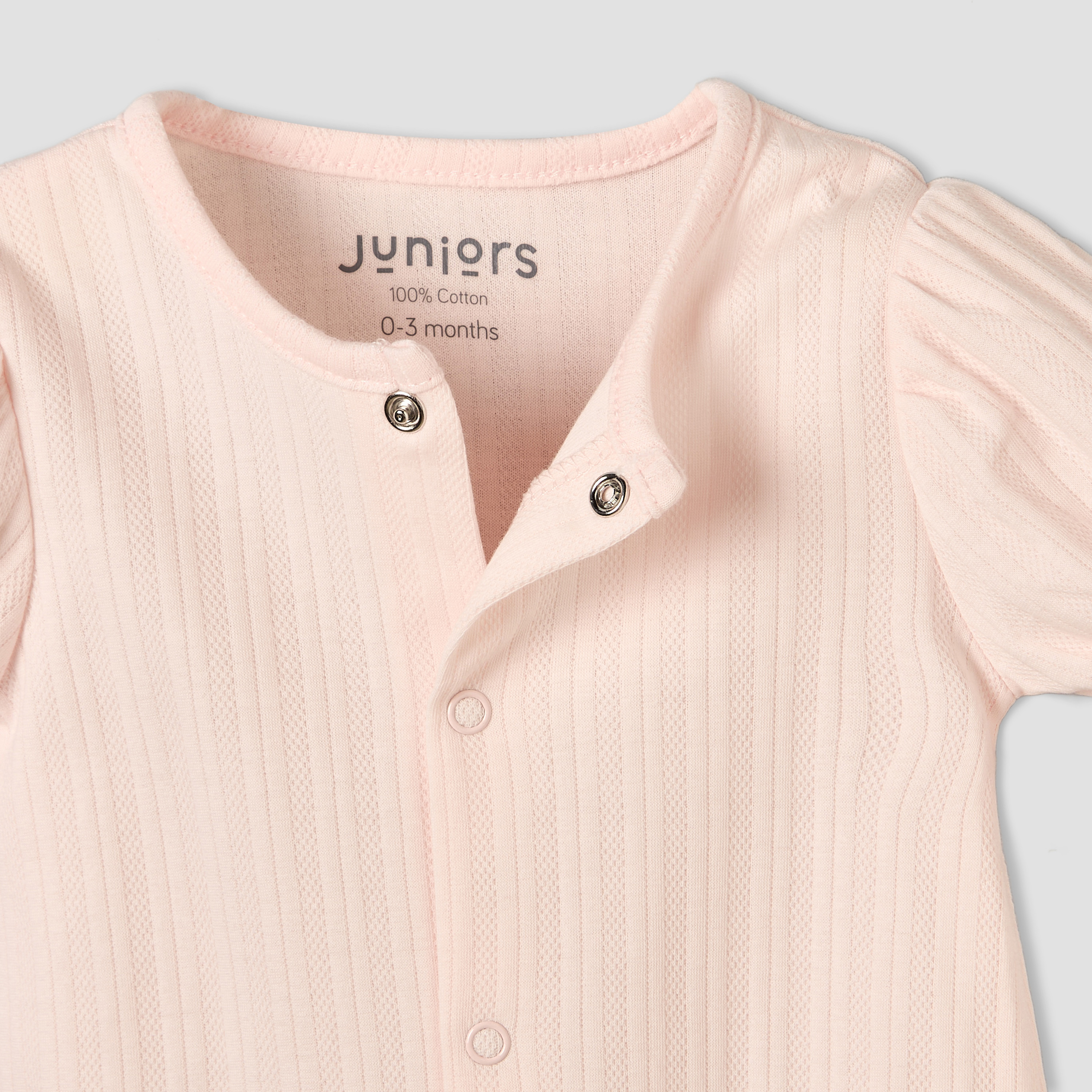 Juniors Crew Neck Short Sleeves Romper with Snap Button Closure-baby-girls-clothing-rompers-image-4