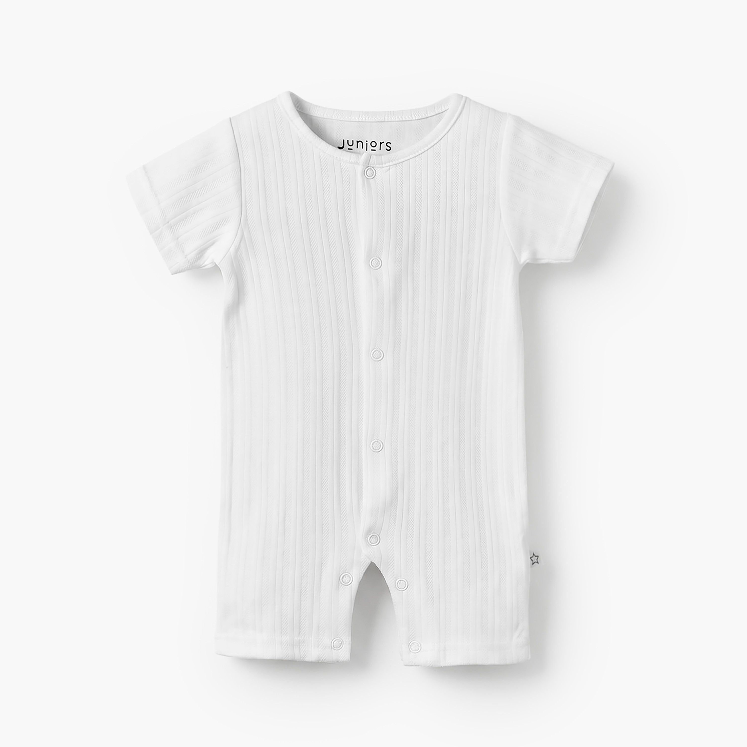 Juniors Crew Neck Short Sleeves Romper with Ribbed Design-baby-boys-clothing-rompers-image-2