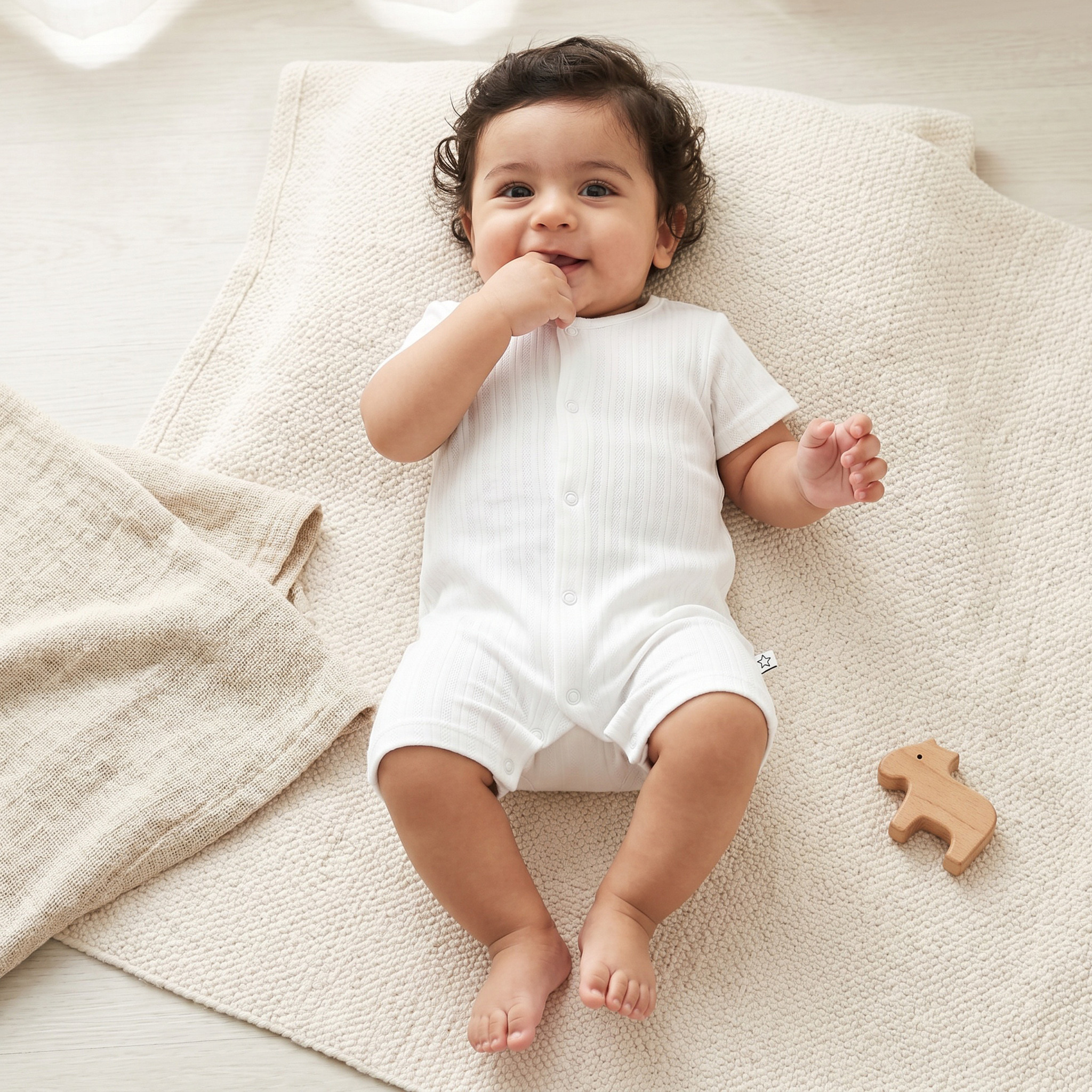 Juniors Crew Neck Short Sleeves Romper with Ribbed Design-baby-boys-clothing-rompers-image-1