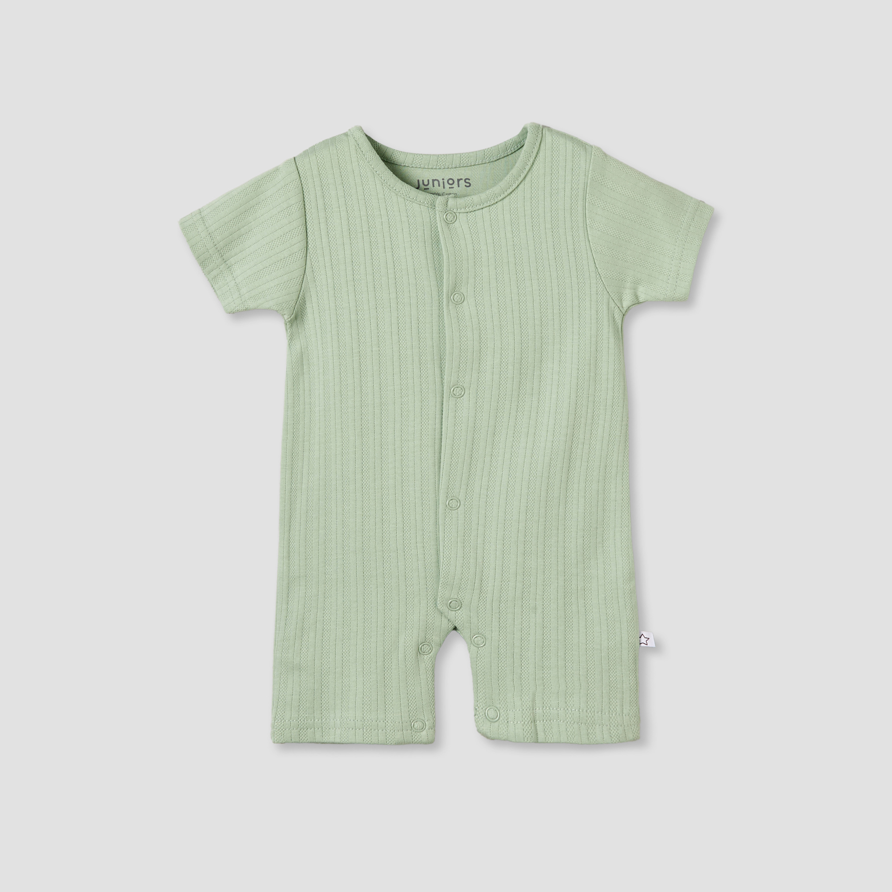 Juniors Crew Neck Short Sleeves Romper with Snap Button Closure-baby-boys-clothing-rompers-image-1