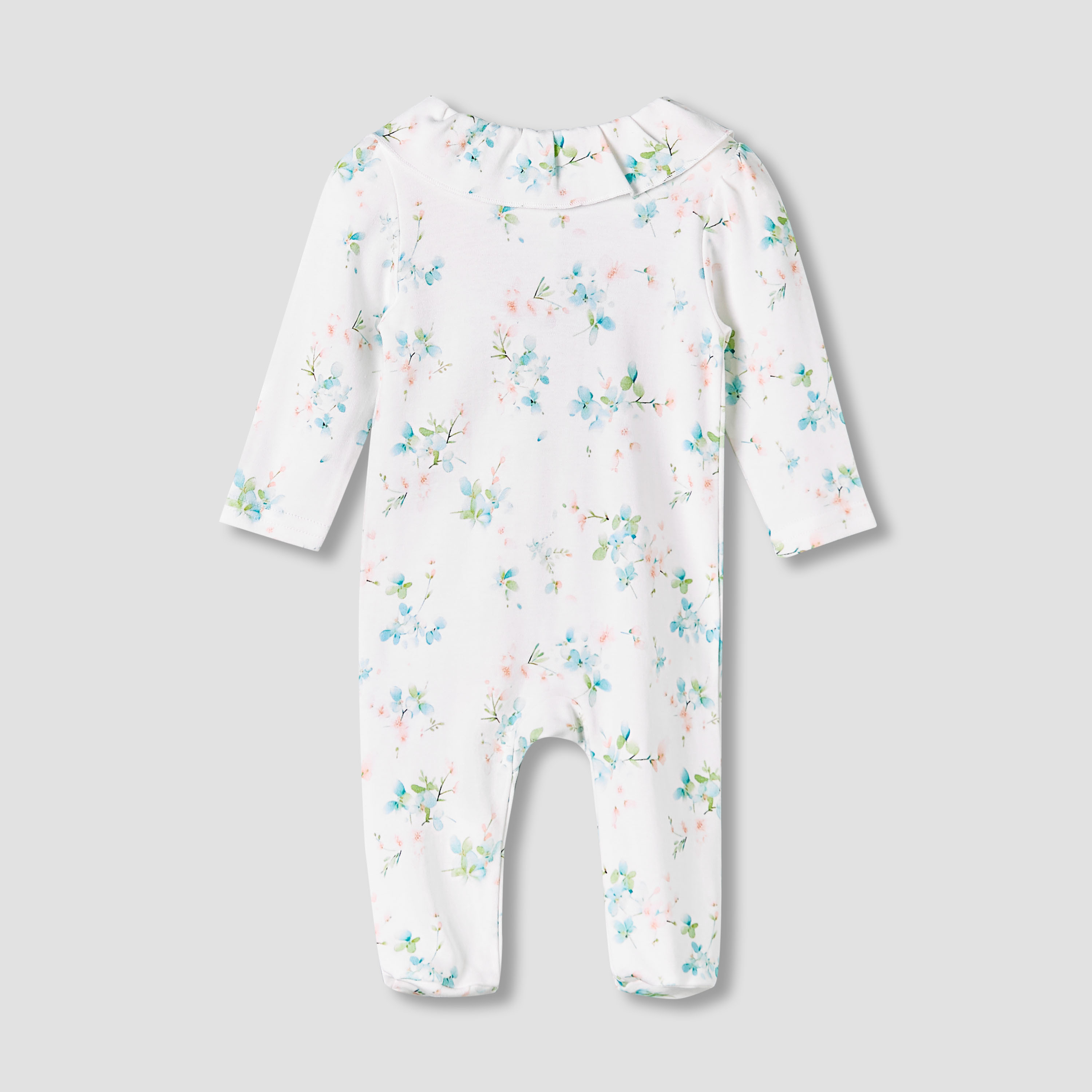 Juniors Bamboo Cotton Collared Long Sleeves Sleepsuit with Floral Print-baby-girls-clothing-nightwear-sleepsuits-image-3