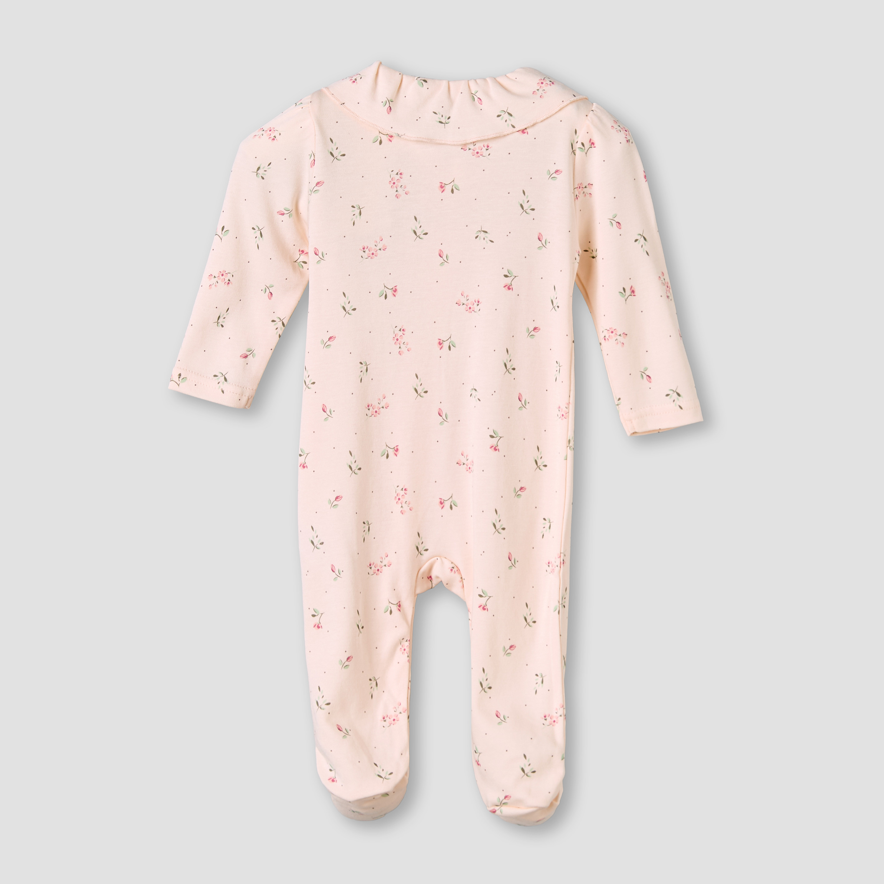 Juniors Bamboo Cotton Collared Long Sleeve Sleepsuit with Floral Print-baby-girls-clothing-nightwear-sleepsuits-image-3