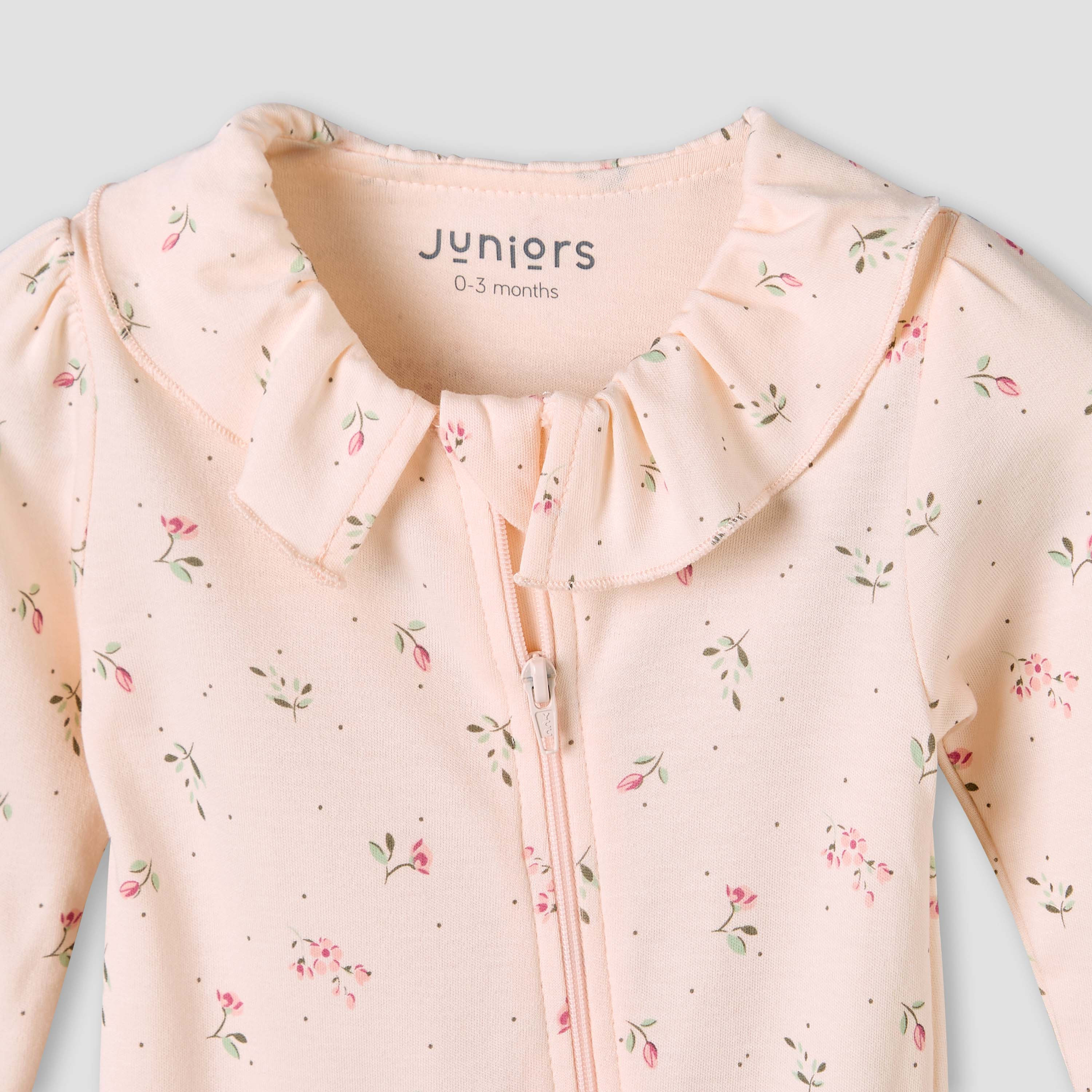 Juniors Bamboo Cotton Collared Long Sleeve Sleepsuit with Floral Print-baby-girls-clothing-nightwear-sleepsuits-image-4