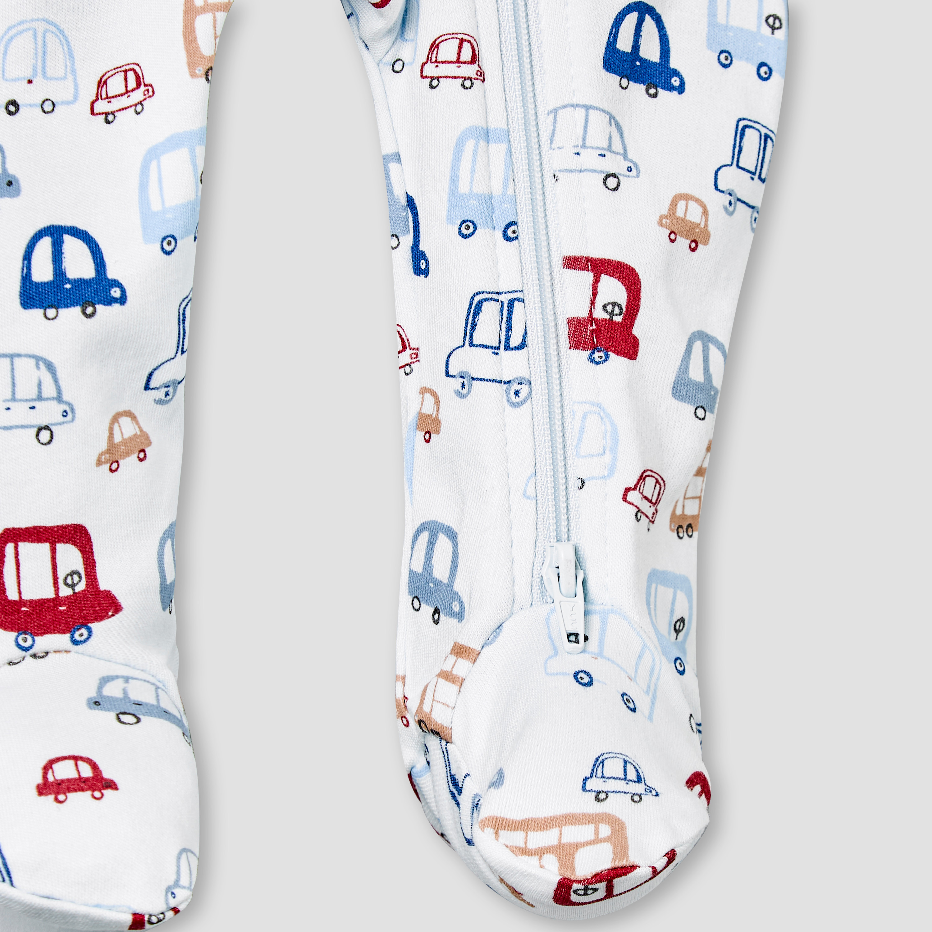 Juniors Bamboo Cotton Collared Long Sleeve Sleepsuit with Vehicle Print-baby-boys-clothing-nightwear-sleepsuits-image-5