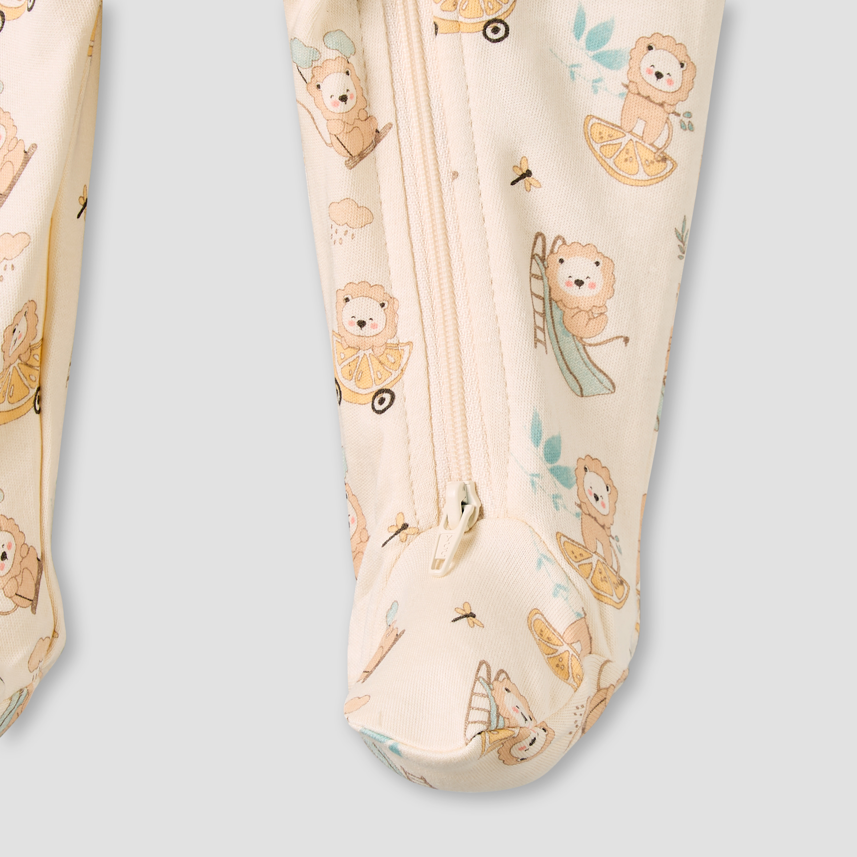 Juniors Bamboo Cotton Collared Long Sleeve Sleepsuit with Lion Print-baby-boys-clothing-nightwear-sleepsuits-image-5